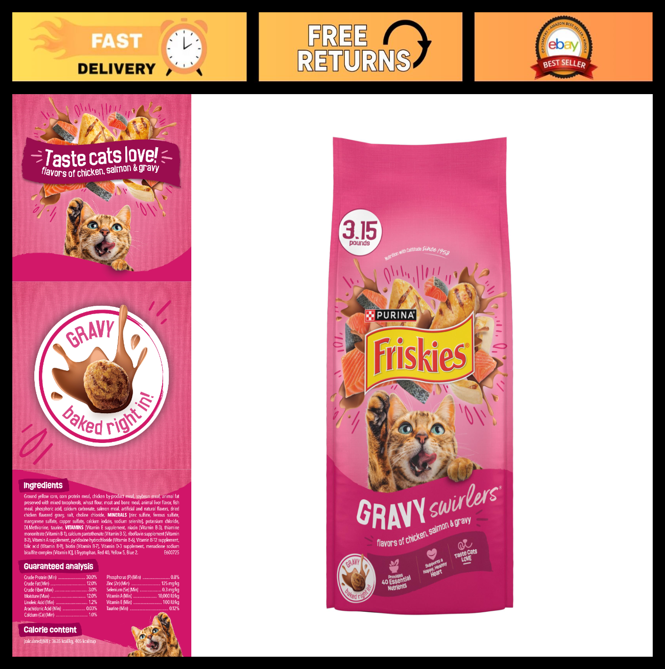 Savory Gravy Swirlers Dry Cat Food with Chicken & Salmon   3.15 lb Bag0