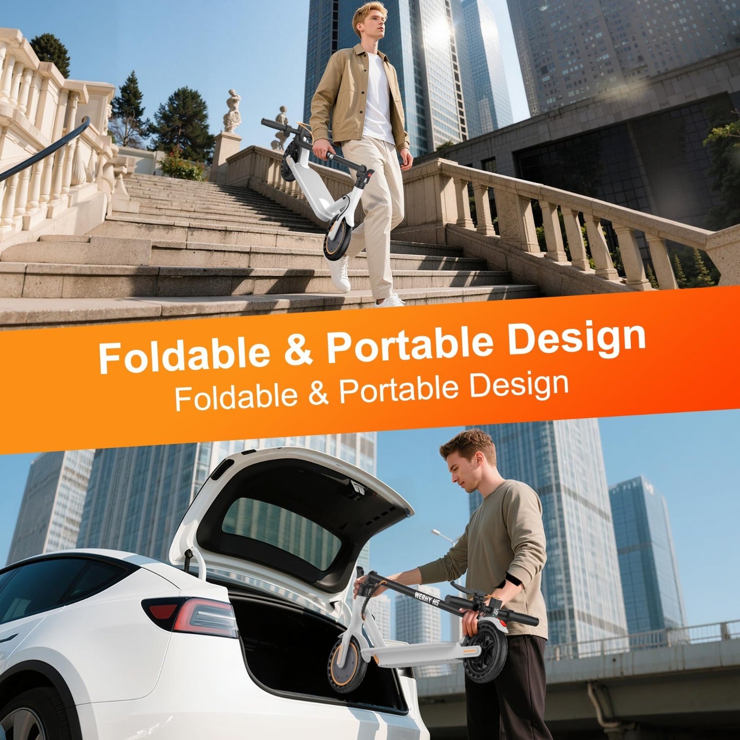 Powerful Electric Scooter 500W/350W Motor, 19MPH Speed, 16-27 Miles Range, Foldi5