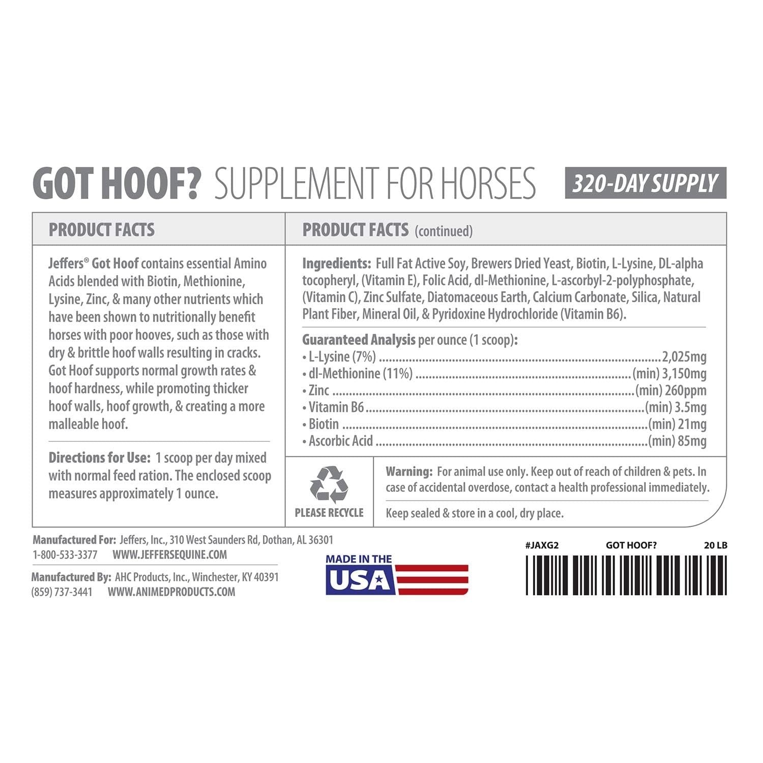 Concentrated Horse Hoof Supplement Powder, 10 lbs - Biotin, Zinc, Amino Acids fo5