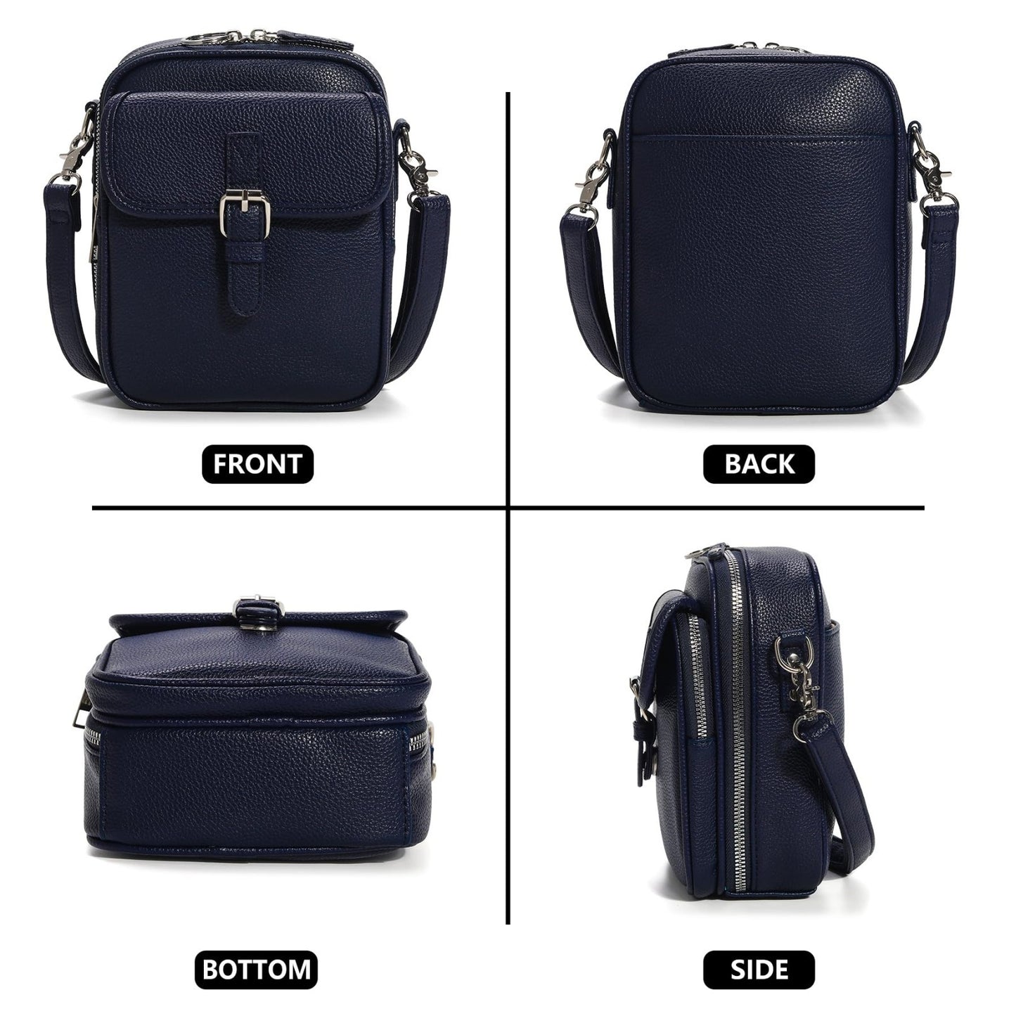 Stylish Vegan Leather Crossbody Bag for Women - Vintage Anti-Theft Messenger Pur5