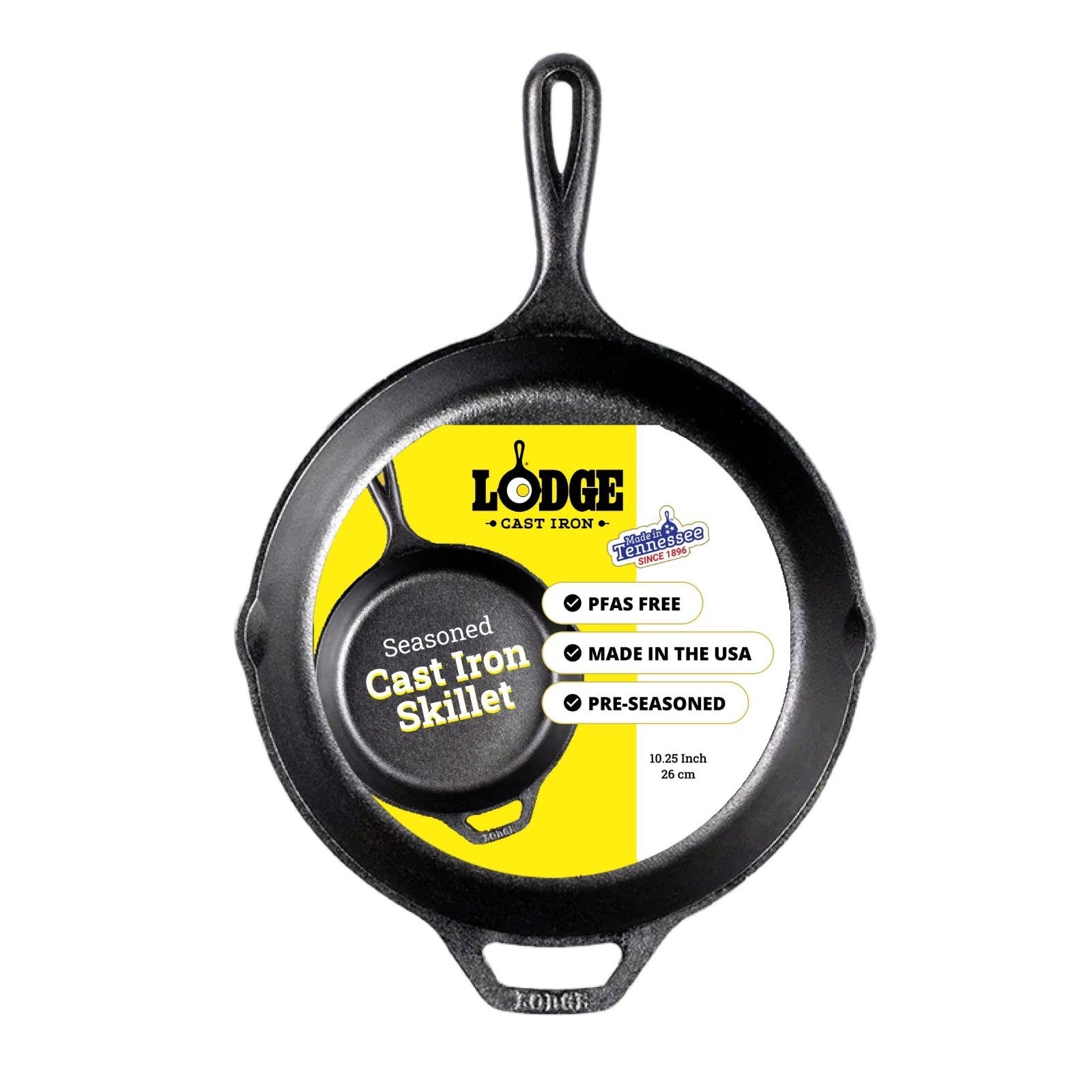 10.25" Seasoned Cast Iron Skillet - PFAS-Free Non-Toxic Cookware, Oven & Grill S1