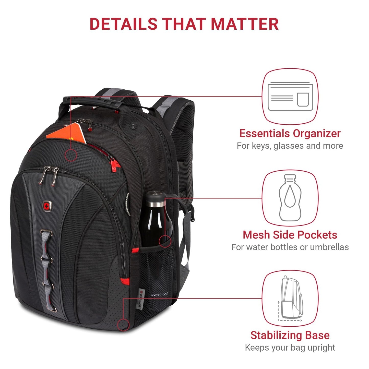 16" Laptop Backpack for Men & Women, Stylish Black/Gray Bag, Durable & Spacious5