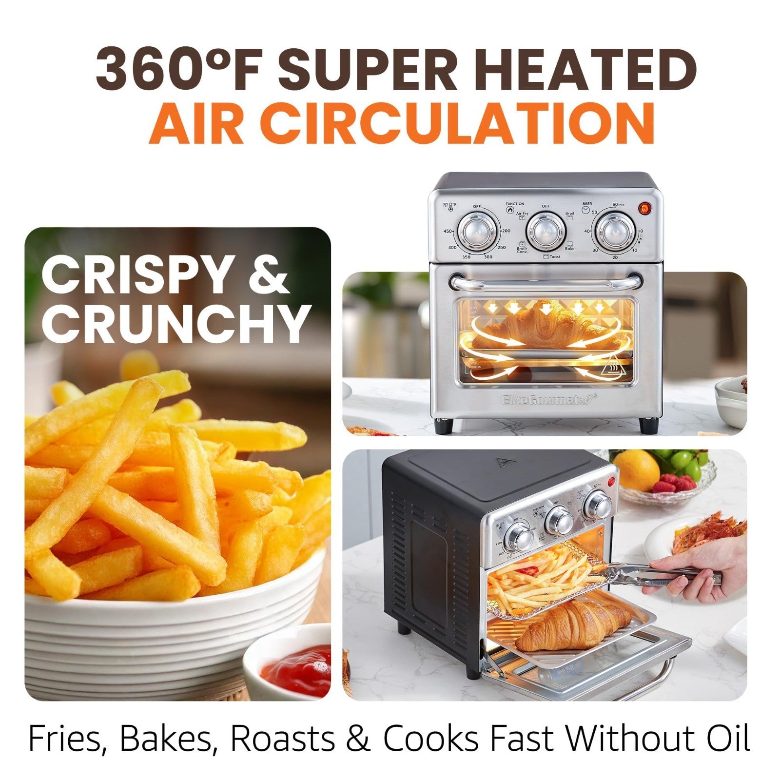 Compact 8.5Qt Air Fryer Oven - Mini Countertop Fryer with Adjustable Temp & Time3