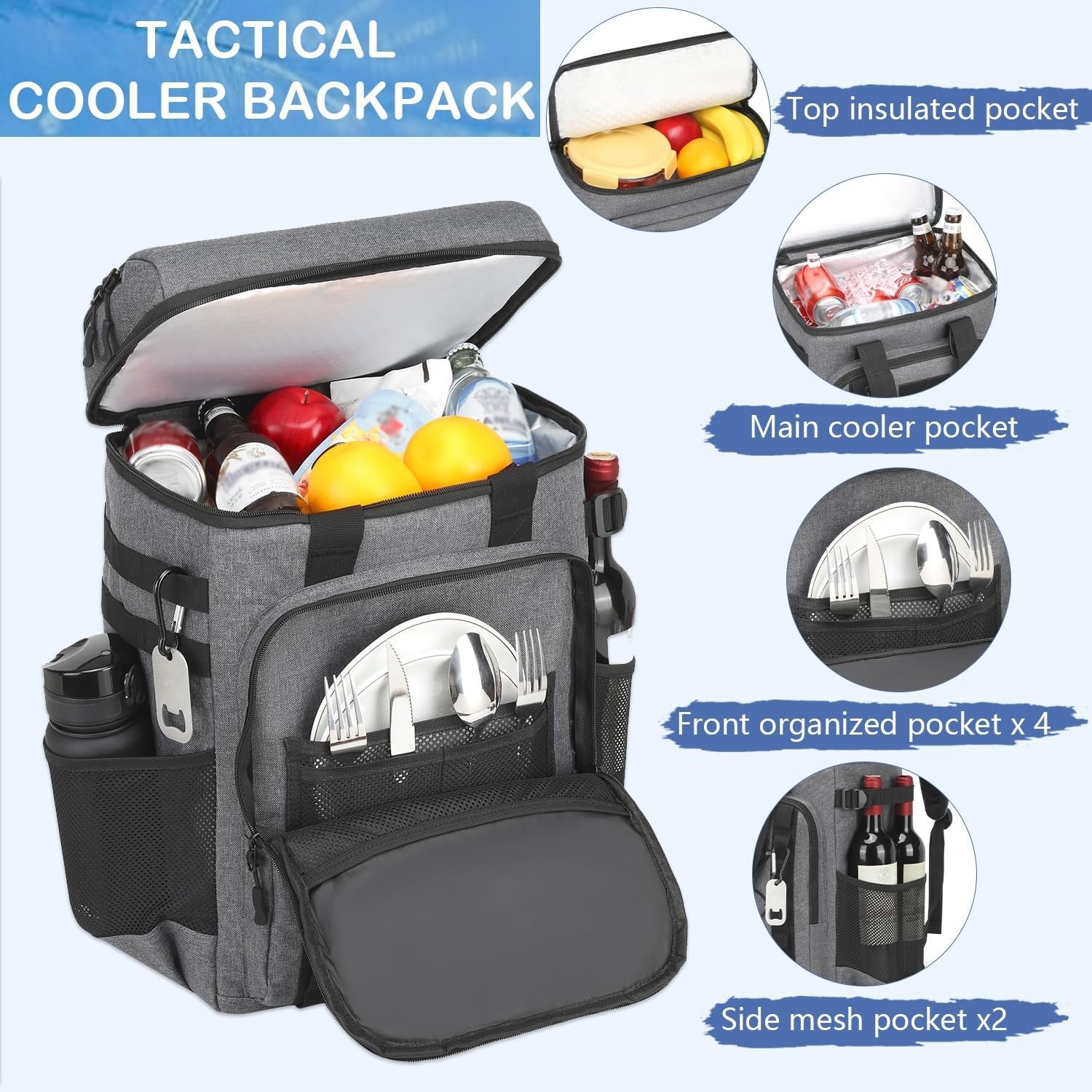 Insulated Tactical Cooler Backpack - 42 Can Capacity, Leak-Proof, Ideal for Camp5