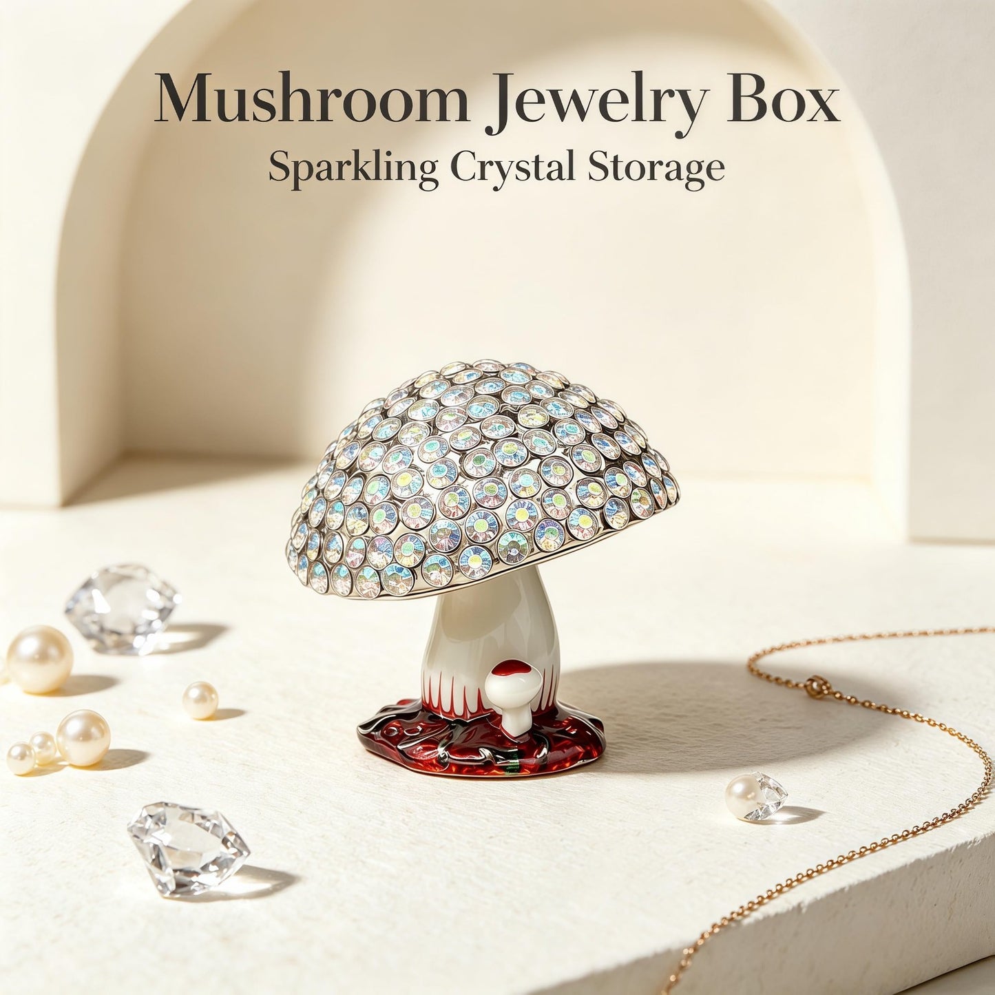 Mushroom Jewelry Box Trinket Organizer Figurines Home Decor Storage Gift5