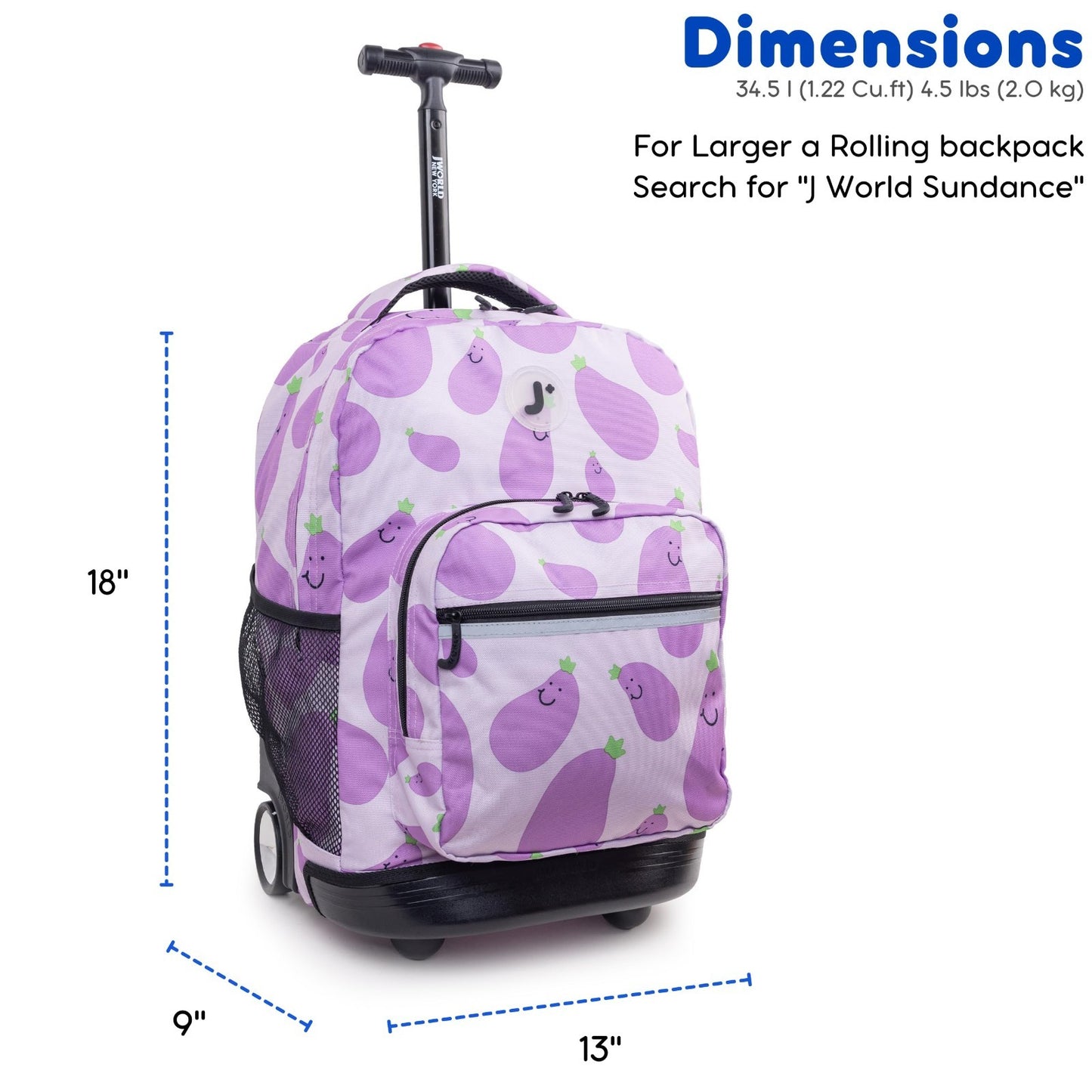 Kids Rolling Backpack with Wheels, 18" School Bookbag for Girls & Boys, Mr. Eggp2