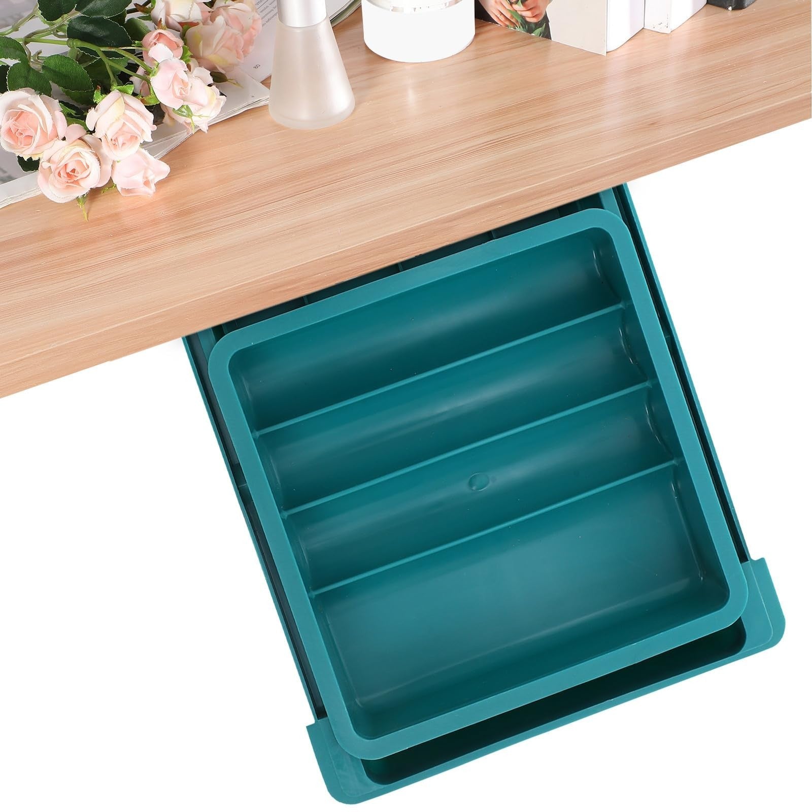 Sewing Organizer Under Desk Storage Drawer - 3-Tier Plastic Box for Craft & Offi3