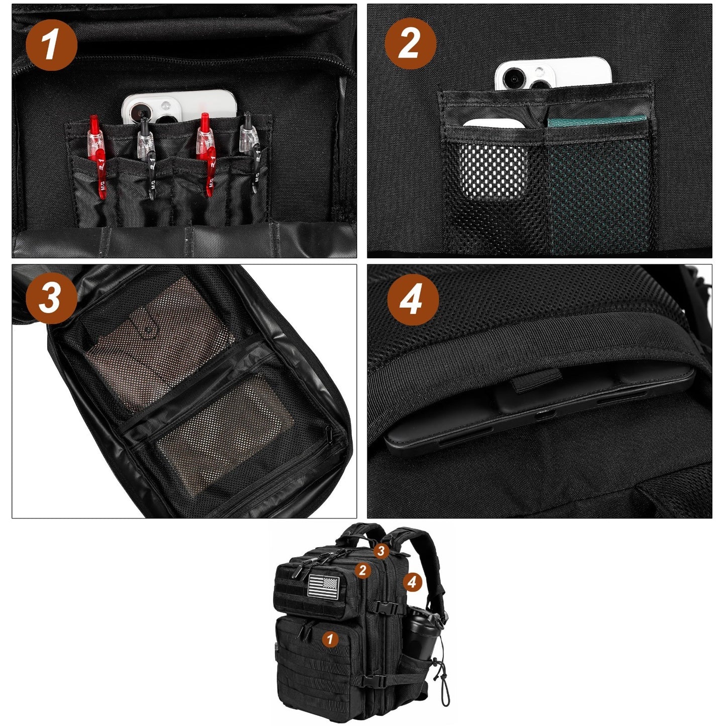 Tactical Military Backpack 25L/35L Army Assault Pack Rucksack with Water Bottle5