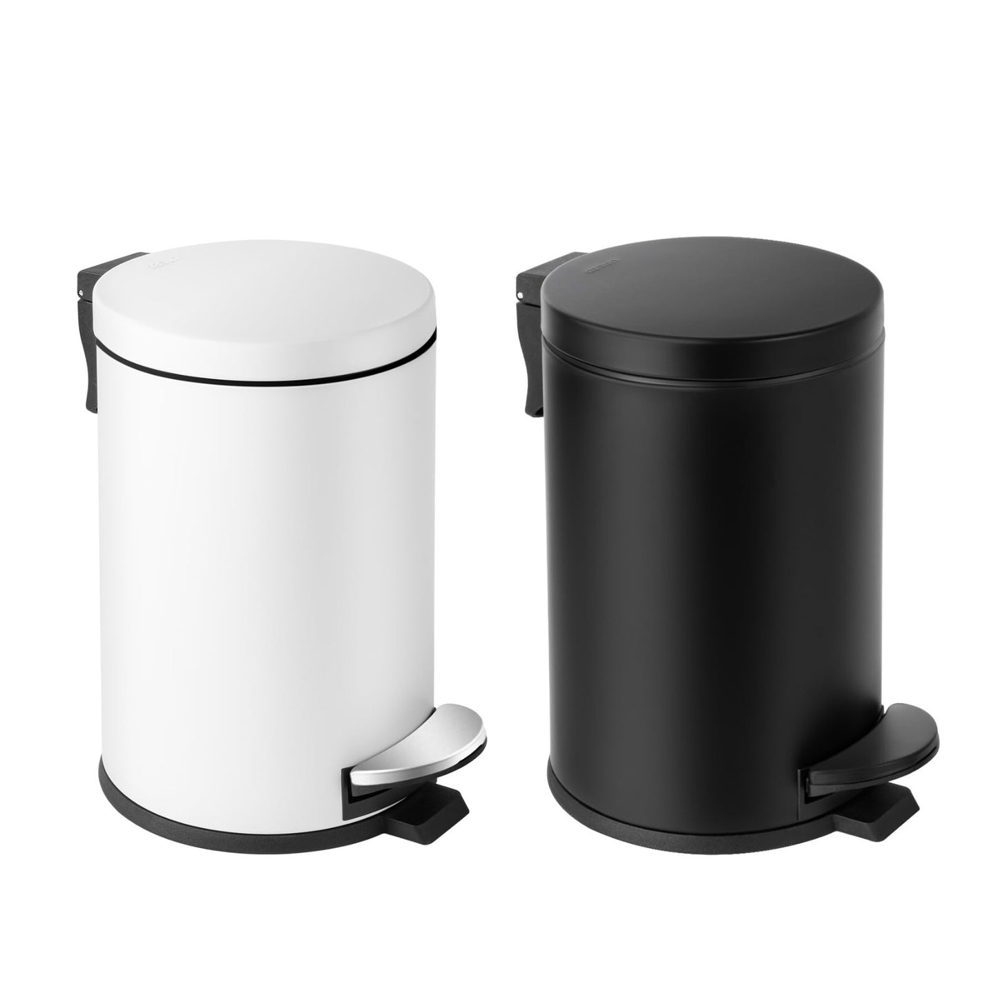 Small Round Bathroom Trash Can with Lid   1.2 Gal, Soft Close, Stainless Steel,6