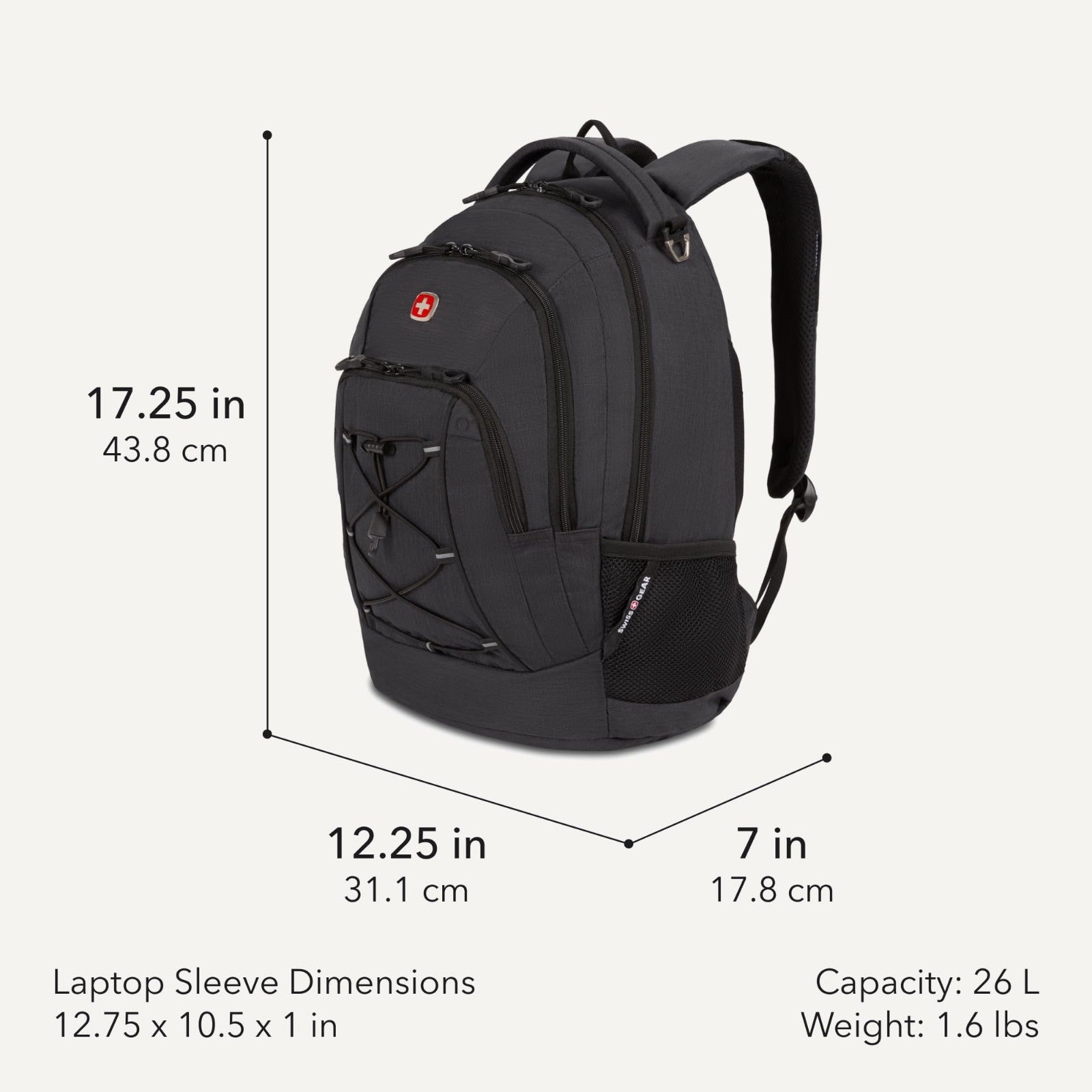 Bungee Core Laptop Backpack for 13" Laptops, Airflow Back Panel, Reflective Acce2
