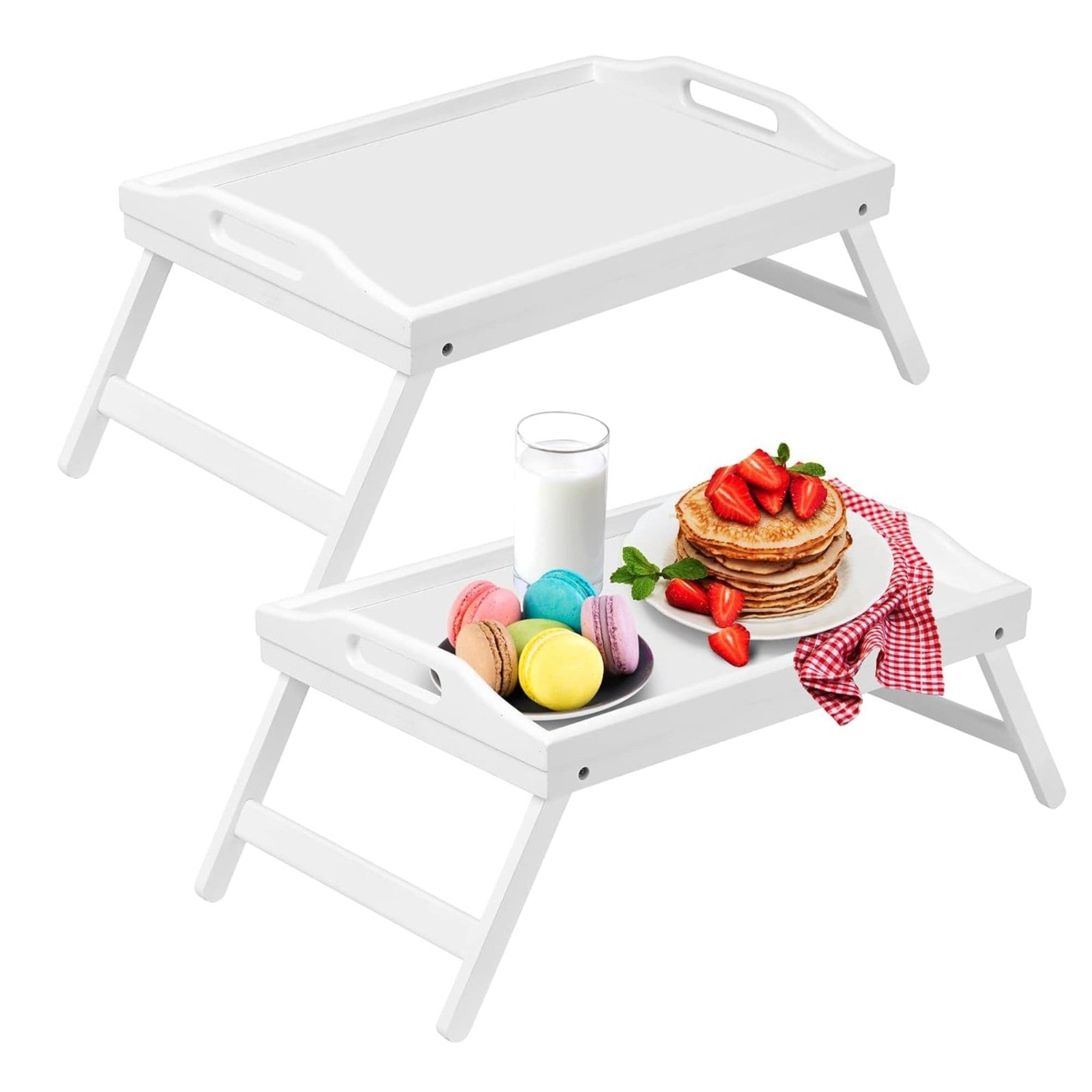 Foldable Bamboo Bed Tray Table with Handles - Ideal for Breakfast, Snacks, Lapto1