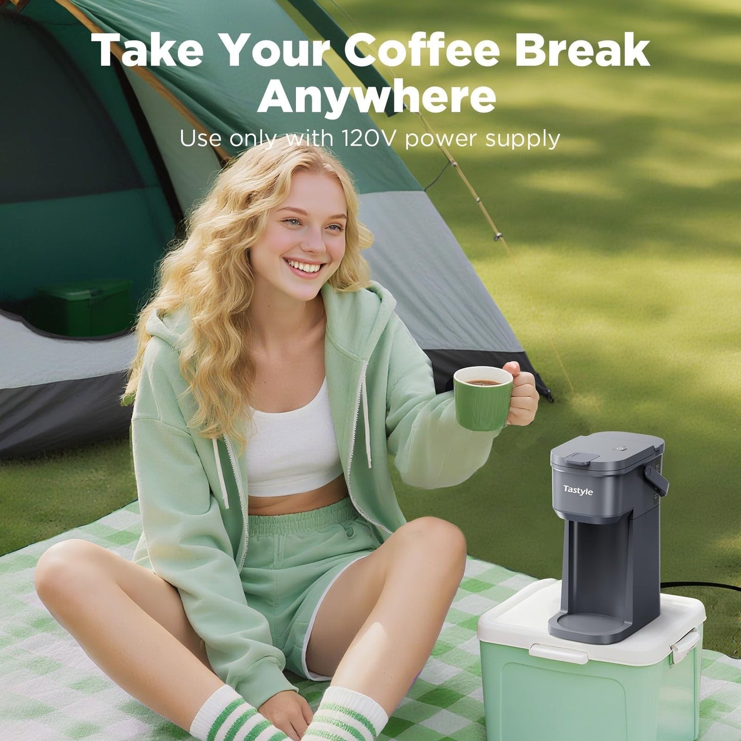 Compact Single Serve Coffee Maker for K Cups & Grounds - Travel & Office Use, 6-5