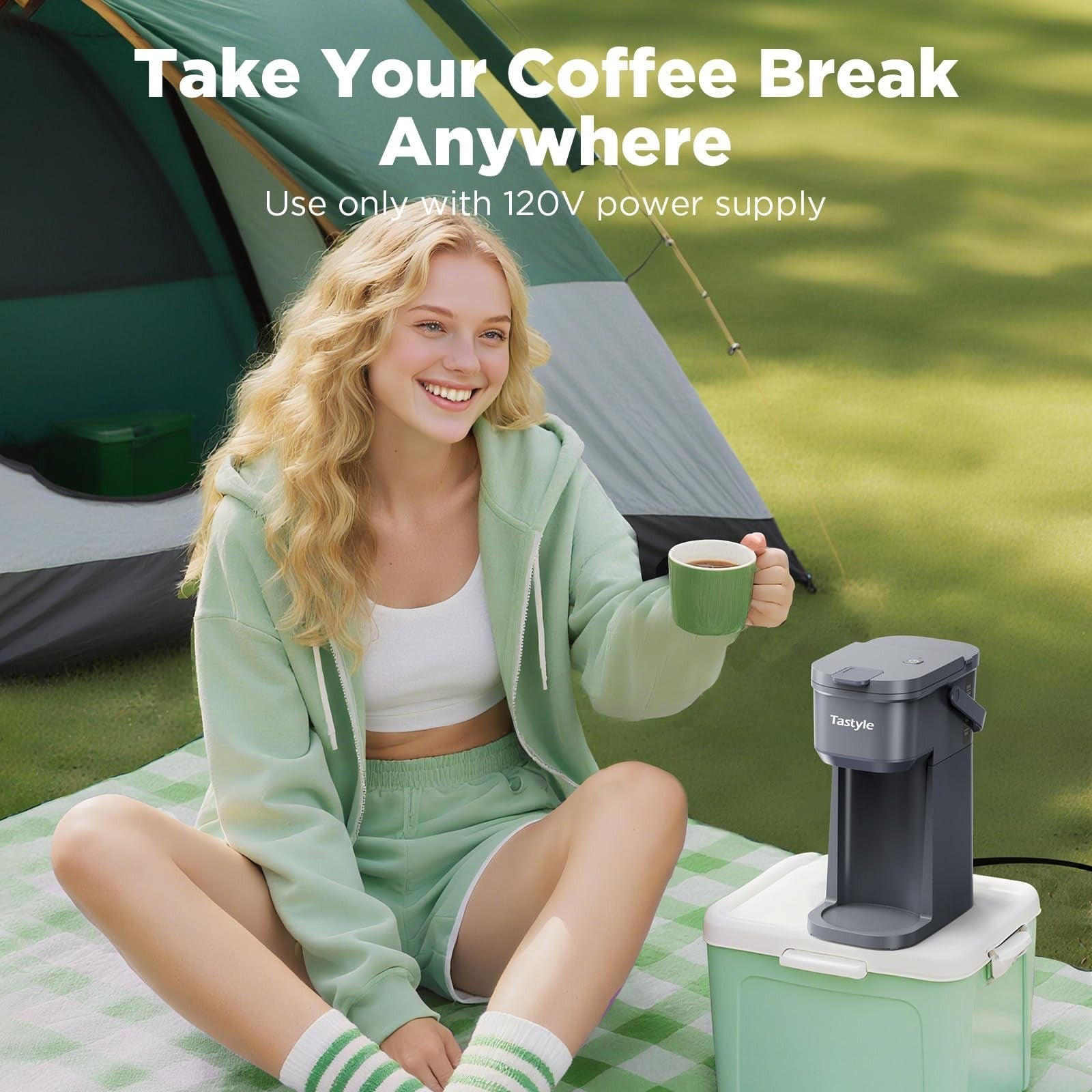 Compact Single Serve Coffee Maker for K Cups & Grounds - Travel & Office Use, 6-5