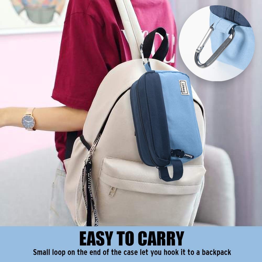 High Capacity Pencil Case Organizer   Big Pouch with Easy Grip Handle, Blue3