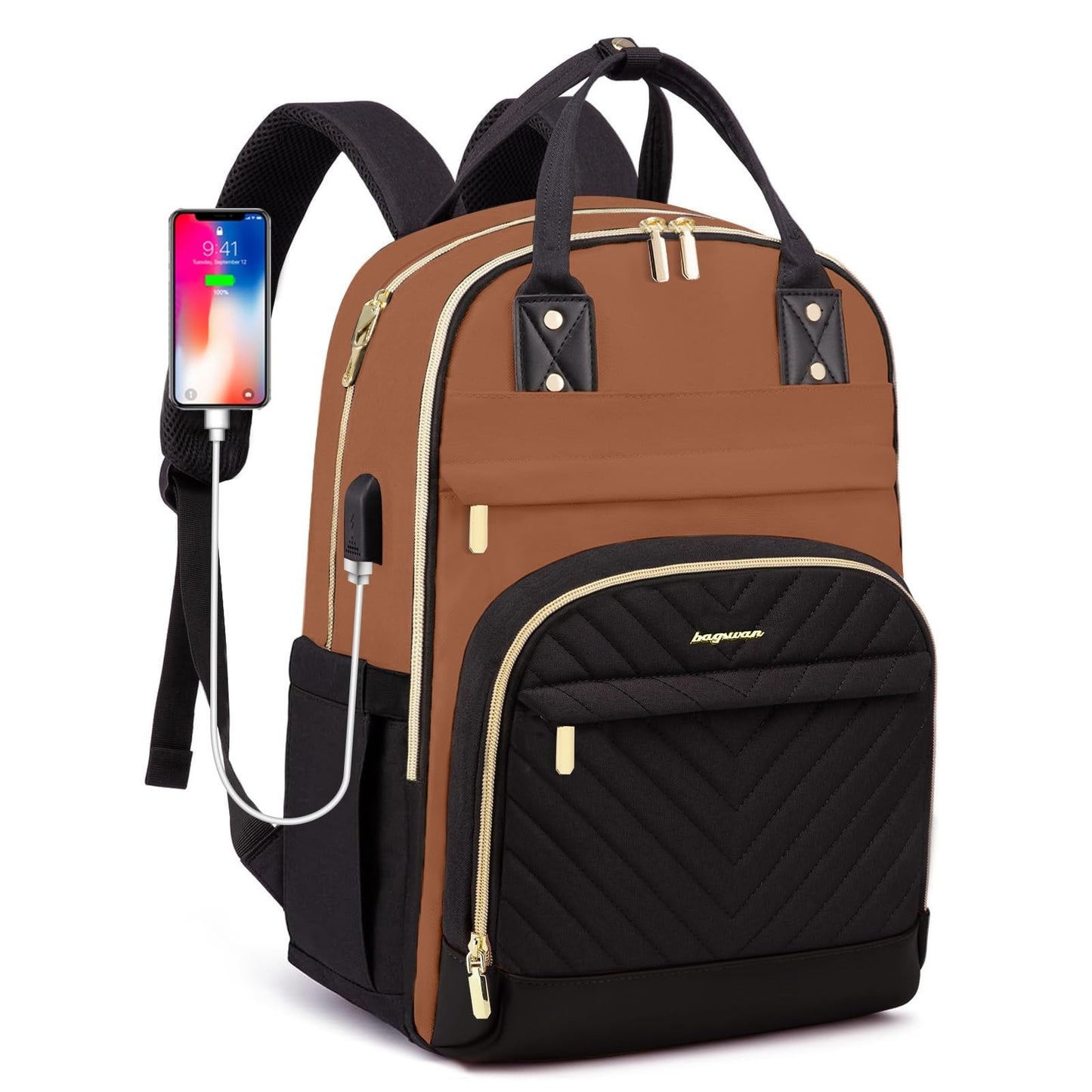 Stylish 15.6" Laptop Backpack for Women   Waterproof Travel Bag with USB Charger1