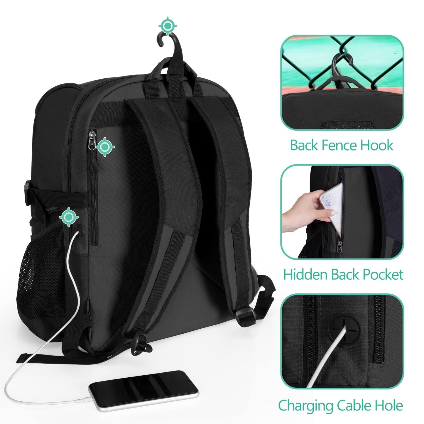 Basketball Backpack with Ball & Shoe Compartment, Multi Sport Sports Bag3