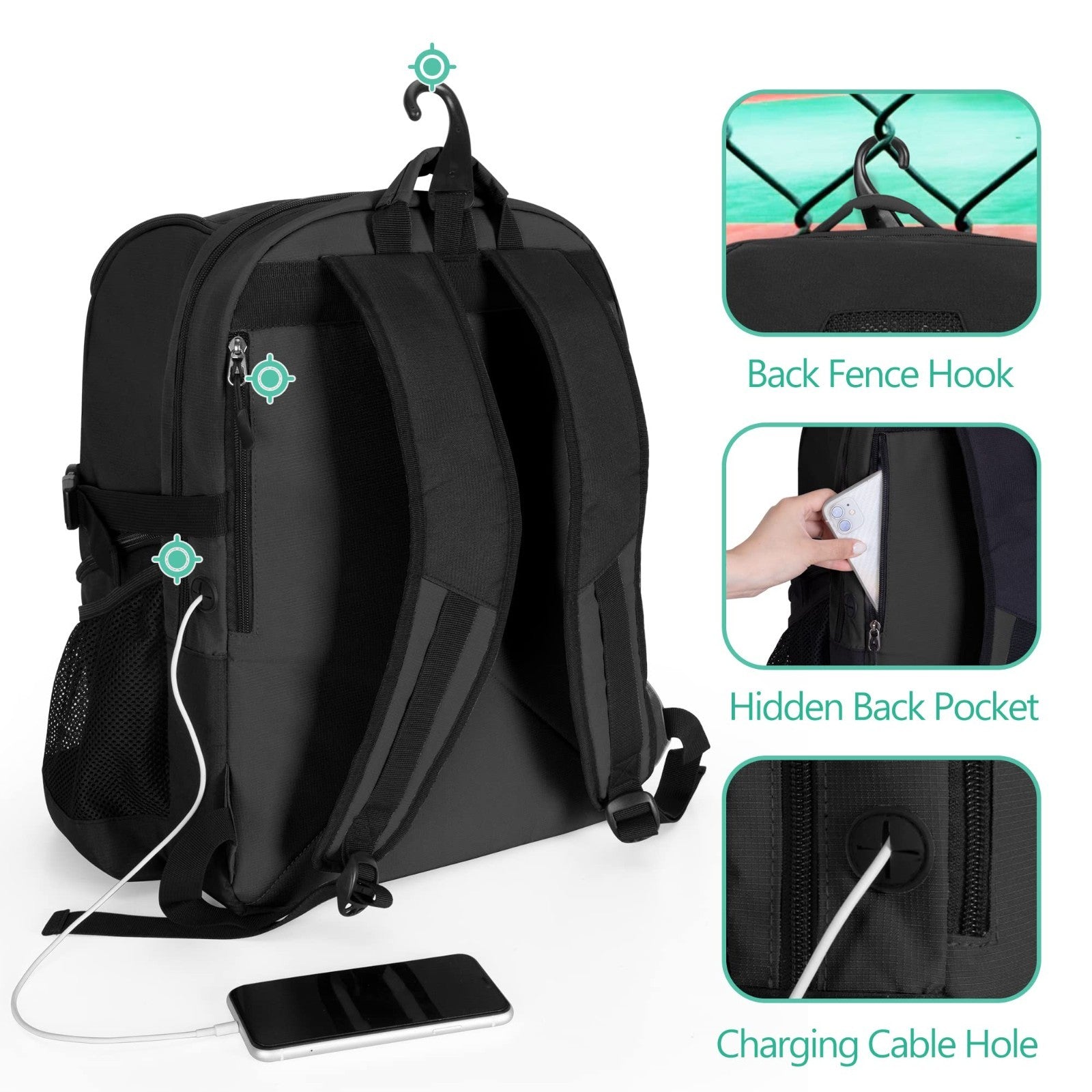 Basketball Backpack with Ball & Shoe Compartment, Multi Sport Sports Bag3