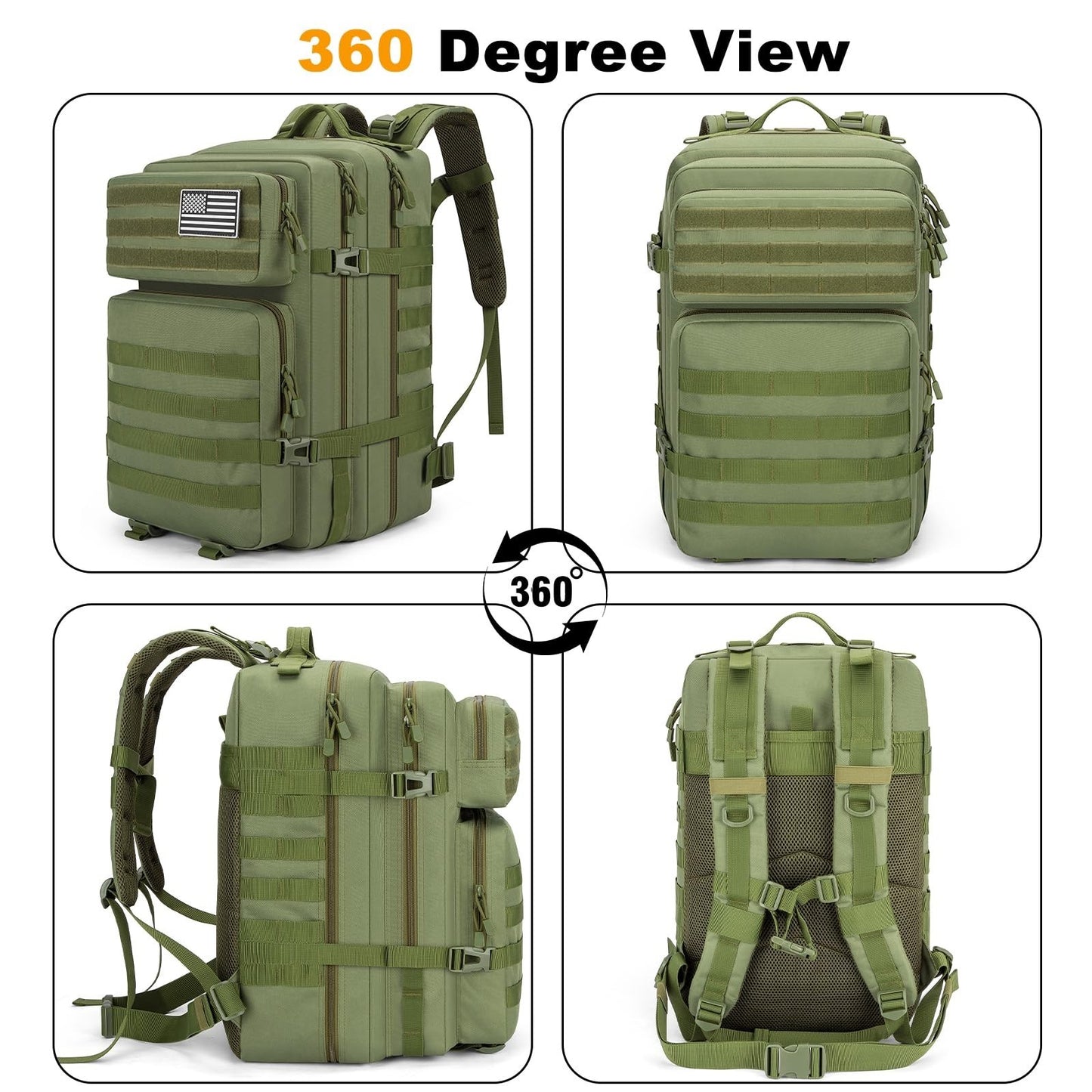 Large 45L Tactical Backpack Military MOLLE 3 Day Bug Out Gear, Survival Pack5