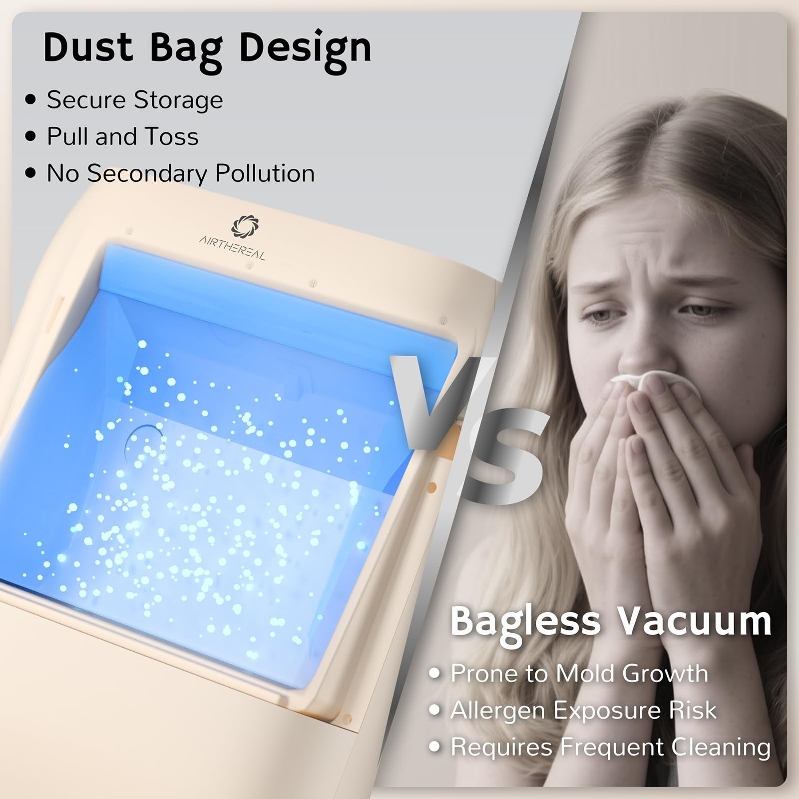 Touchless Vacuum Cleaner with HEPA Filter, 3 Modes, 6 Dust Bags, 1500W Power4