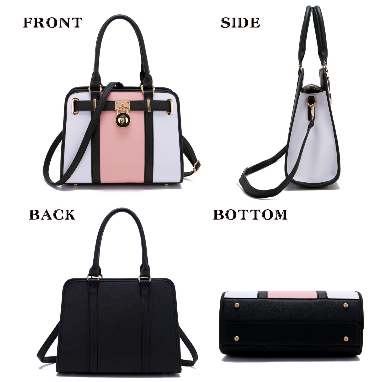 Stylish Women's Structured Satchel Tote Handbag Set with RFID Wallet - Fashionab4
