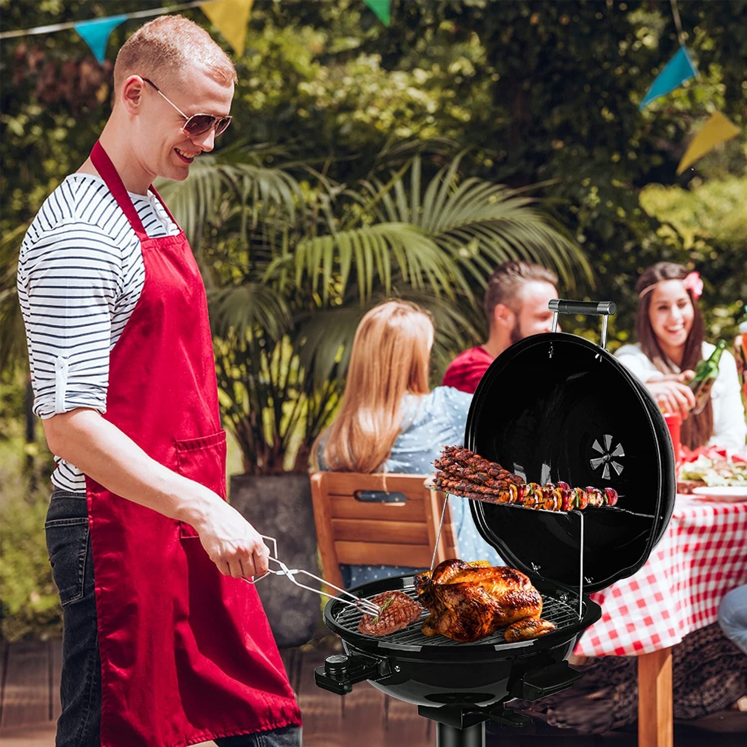 1600W Electric BBQ Grill - 15-Serving Indoor/Outdoor Portable Grill, Double Laye2
