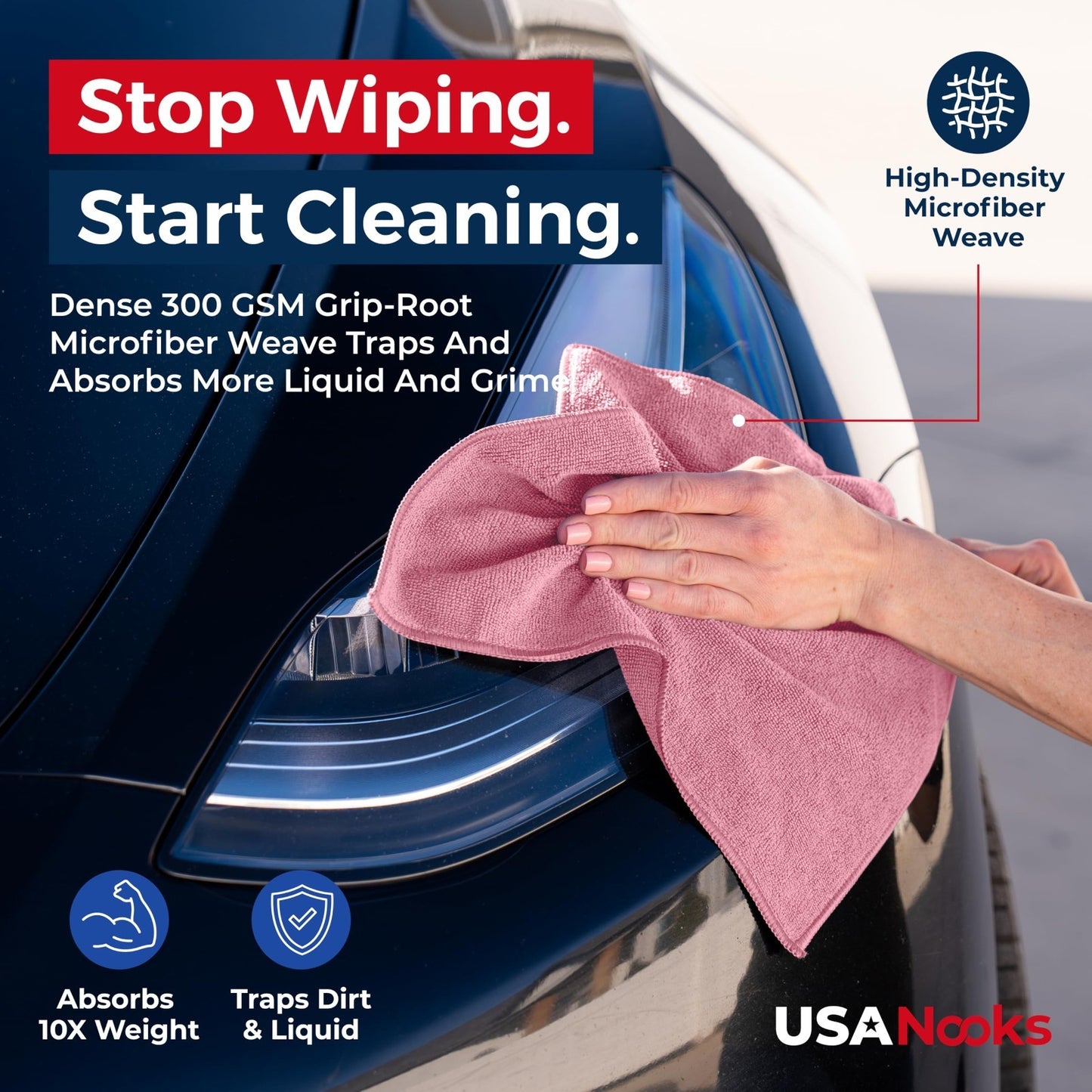 Ultra Absorbent Microfiber Cleaning Cloths   12 Pack, 12.5"x12.5", Streak Free S4