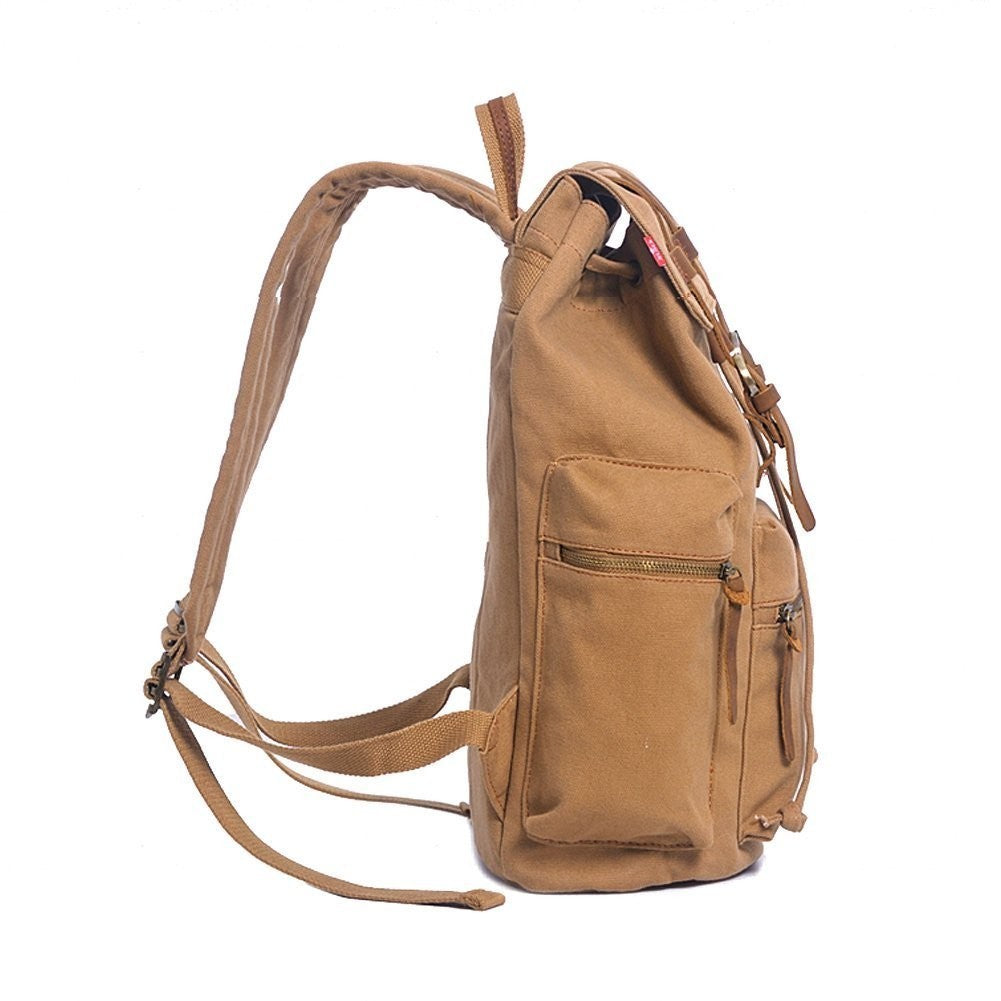 Vintage Canvas Backpack with Leather Trim, Padded Laptop Sleeve 12" 17", Travel6