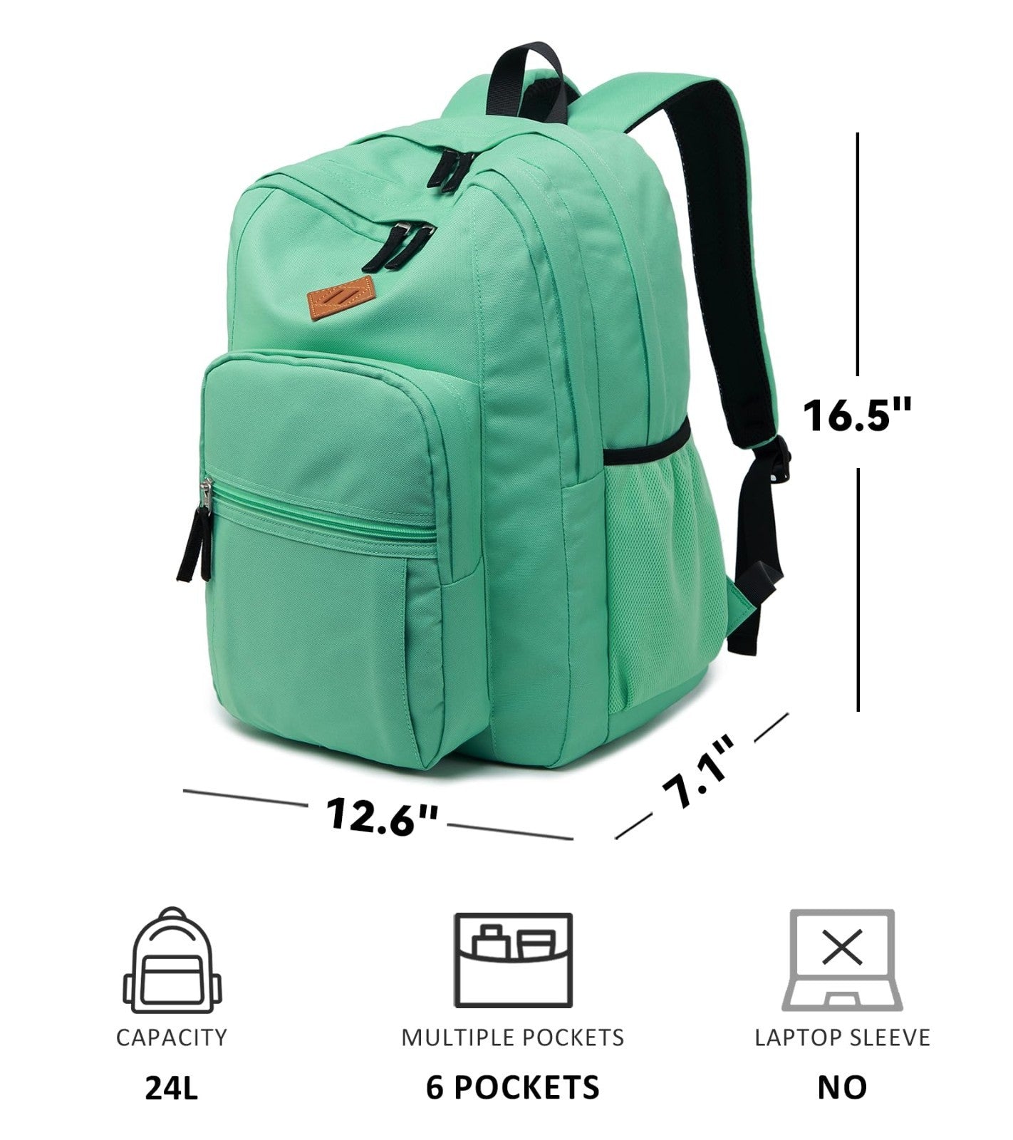 Water Resistant Travel Backpack for Women & Men   College Bookbag, Turquoise5