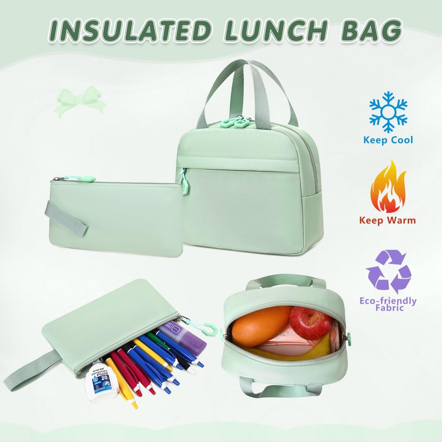 Stylish Girls Backpack Set with Lunch Box & Pencil Case   Perfect for School!5