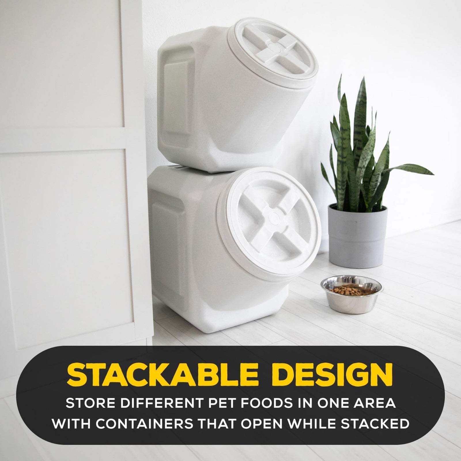 Airtight Stackable Pet Food Storage Container - Holds Up to 60lbs, Durable & Sec6