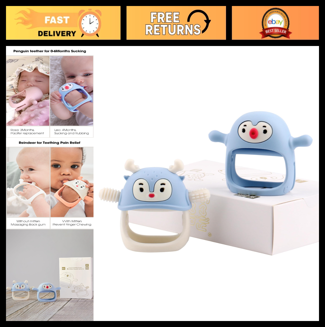 2 Pack Baby Teething Toys   Silicone Teething Mittens, BPA Free, 0 12 Months, Li0