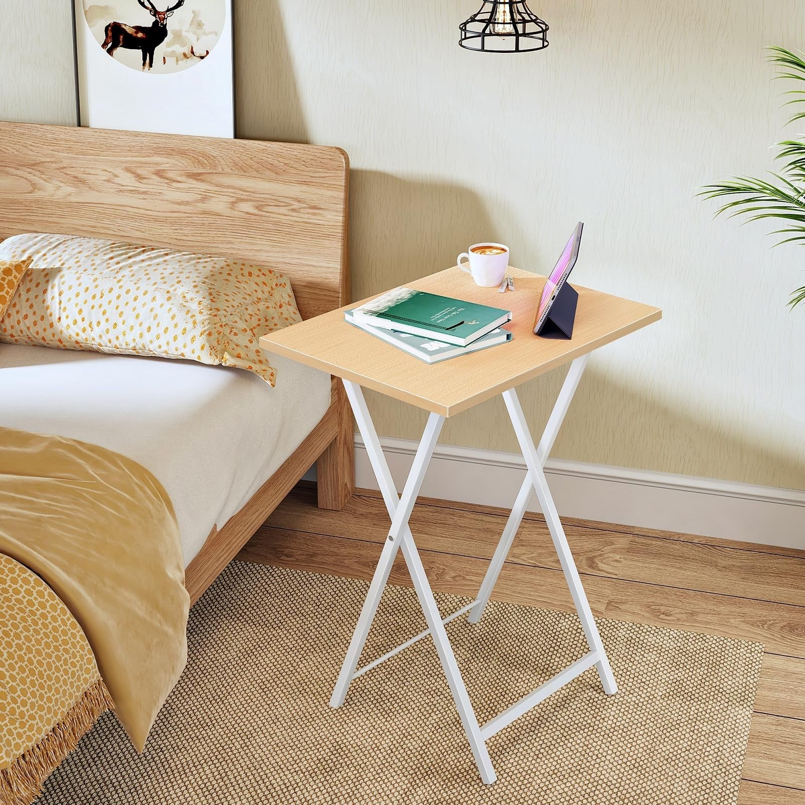 Folding TV Tray Tables Set of 2 - Industrial Snack Tables for Small Spaces, Easy4