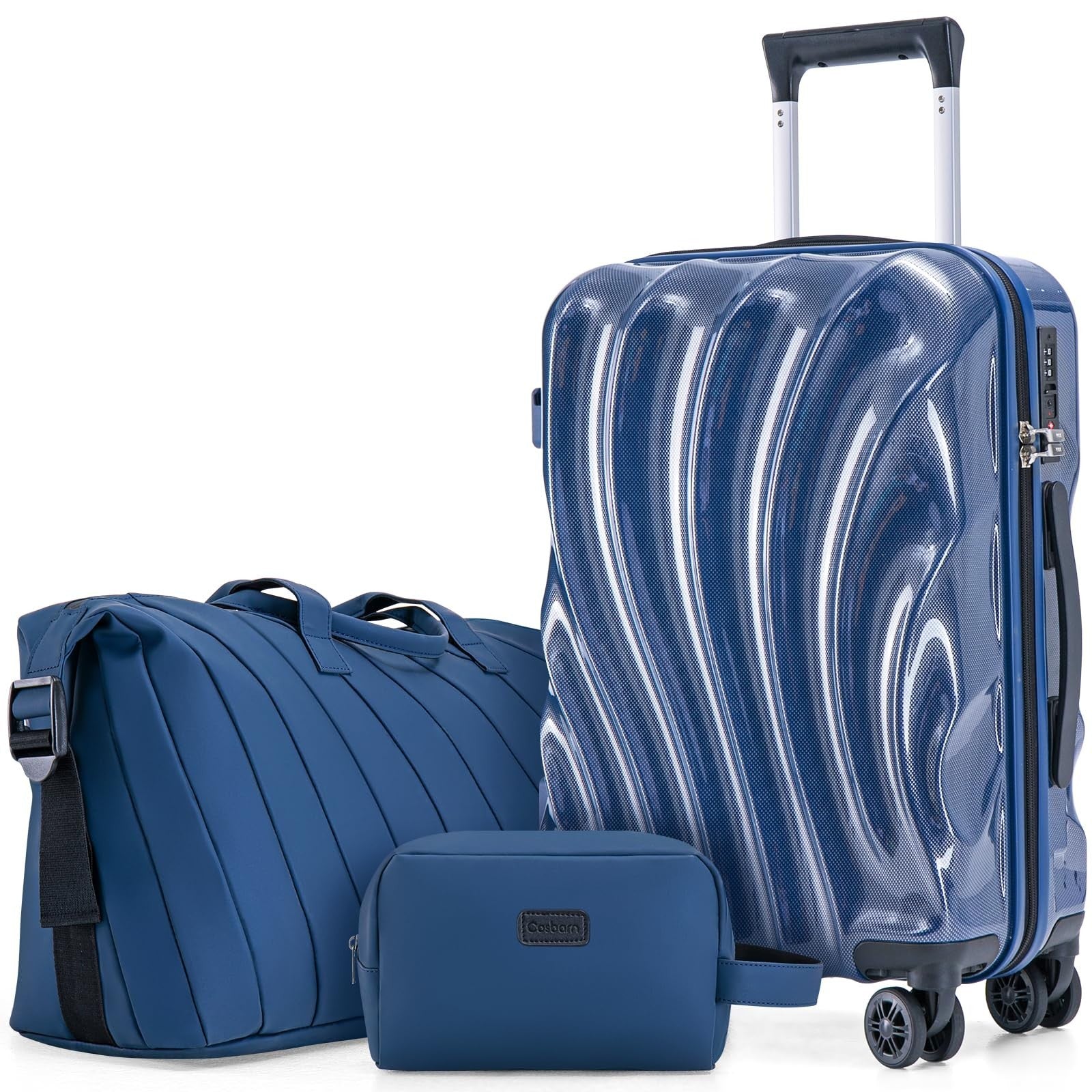 3-Piece Hardshell Luggage Set with Wheels, Lightweight Carry-On Suitcases, TSA L1