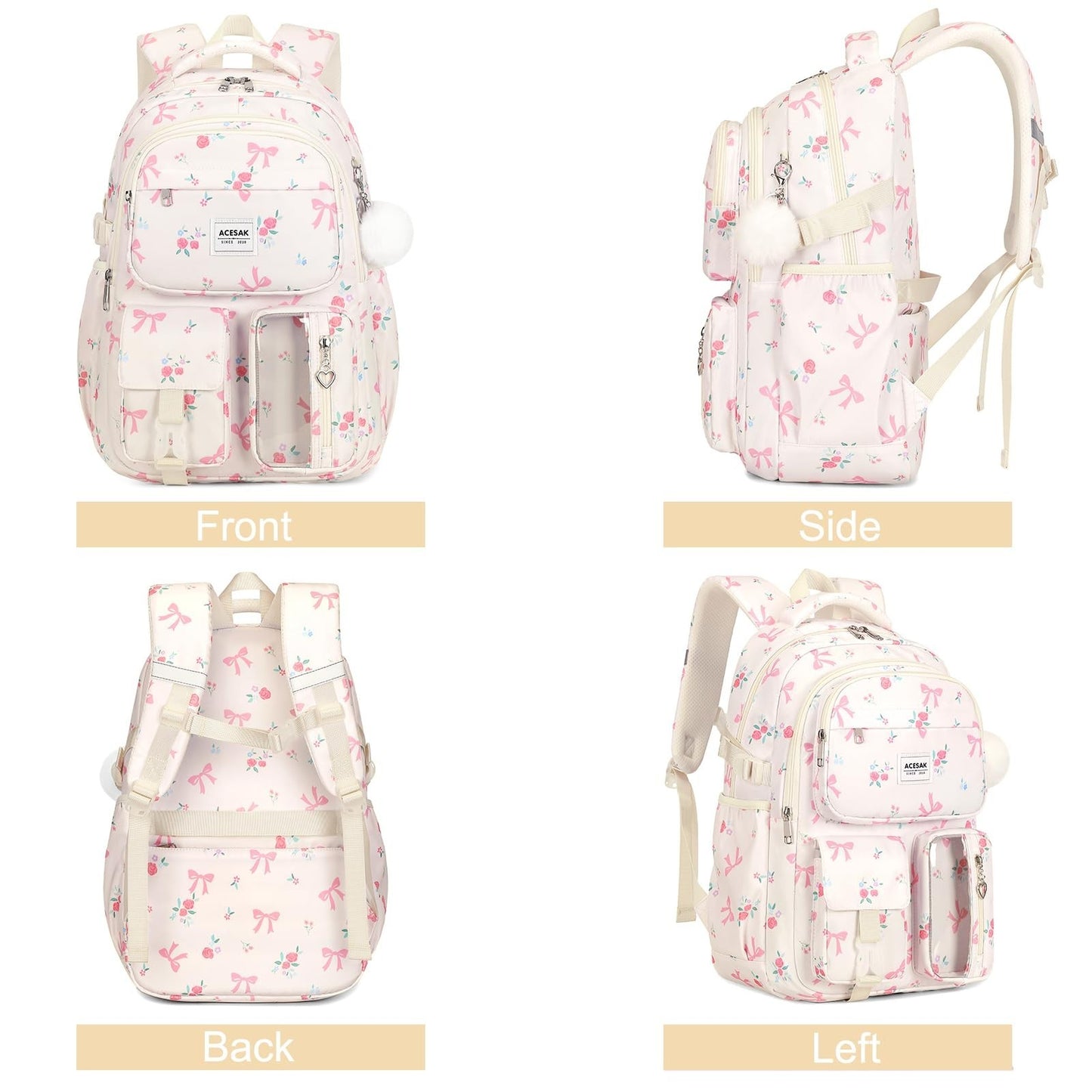 Stylish Floral Backpack Set for Girls   Includes Lunch Bag & Pencil Pouch, Ideal6