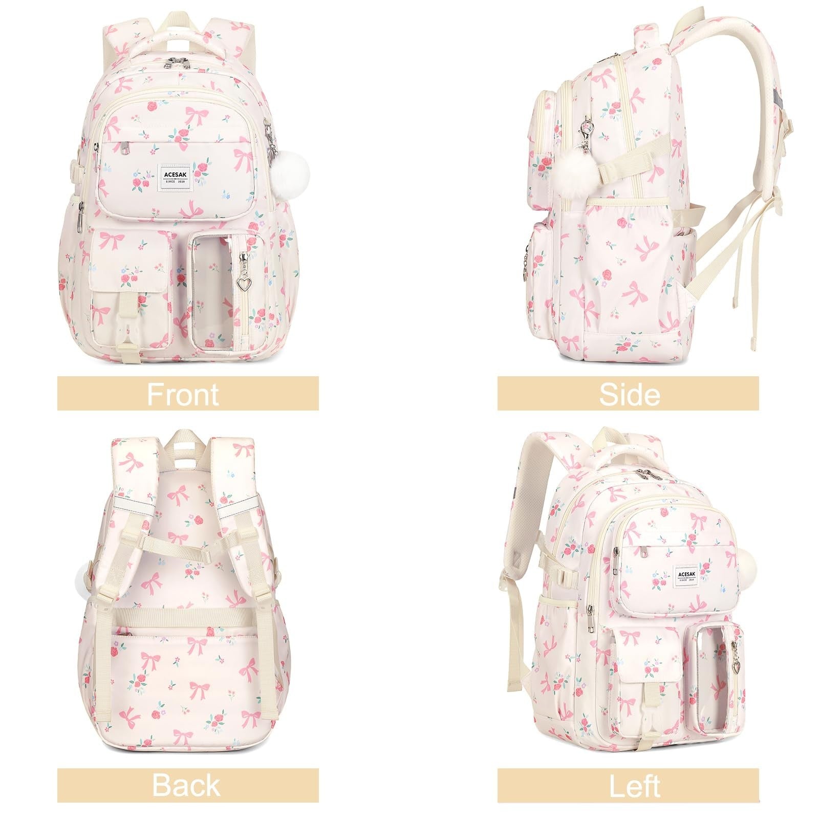 Stylish Floral Backpack Set for Girls   Includes Lunch Bag & Pencil Pouch, Ideal6