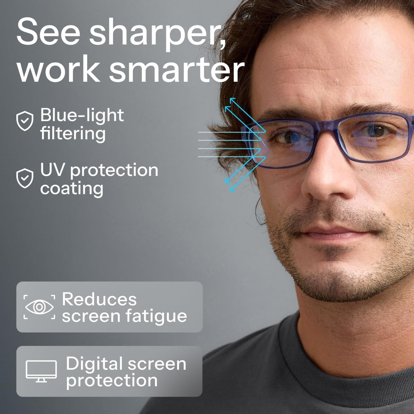 2.5x Professional Reading Glasses - Blue Light Blocking Computer Readers - Value4