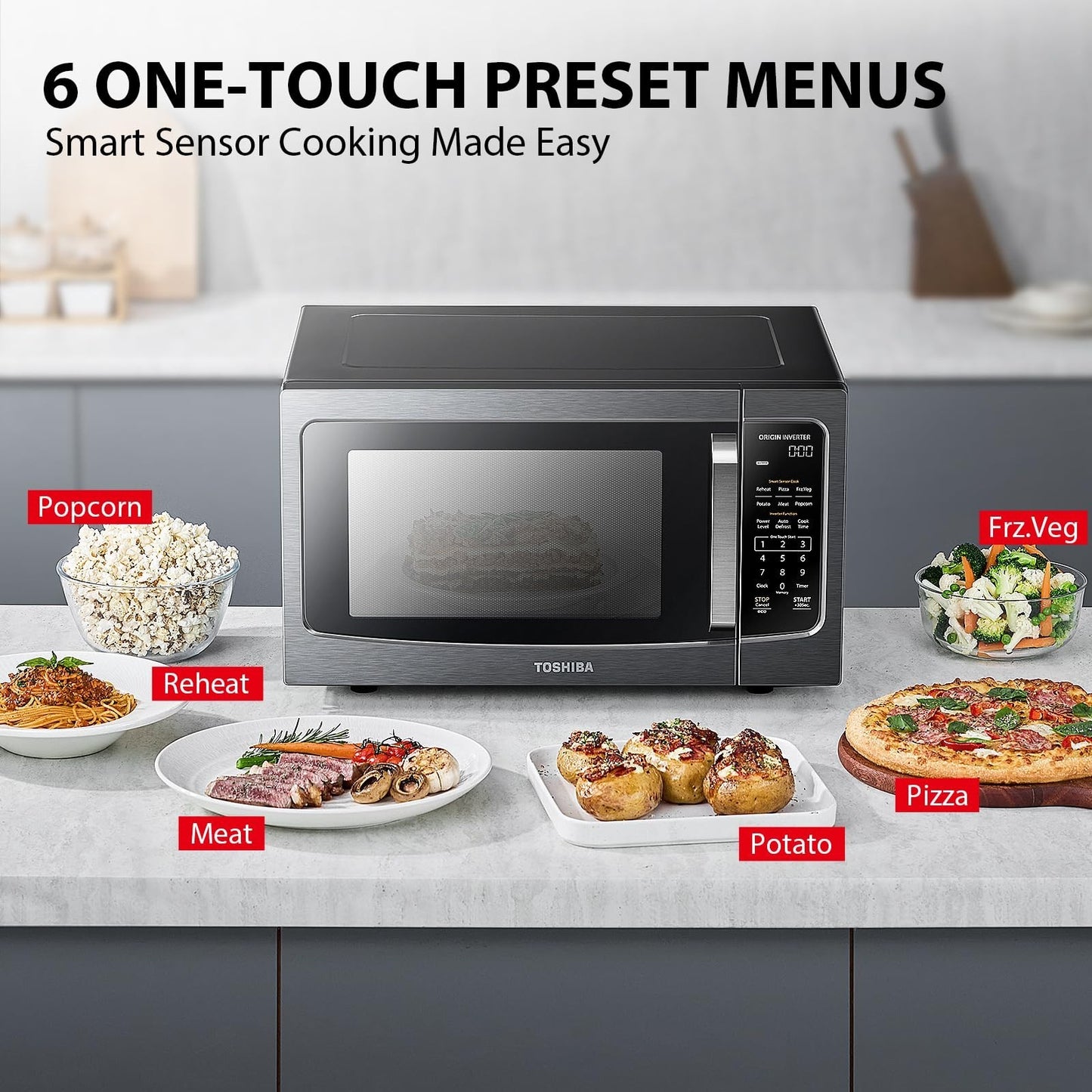 Countertop Microwave Oven 1.6 Cu.Ft, Inverter Technology, Smart Sensor, 1250W, B3