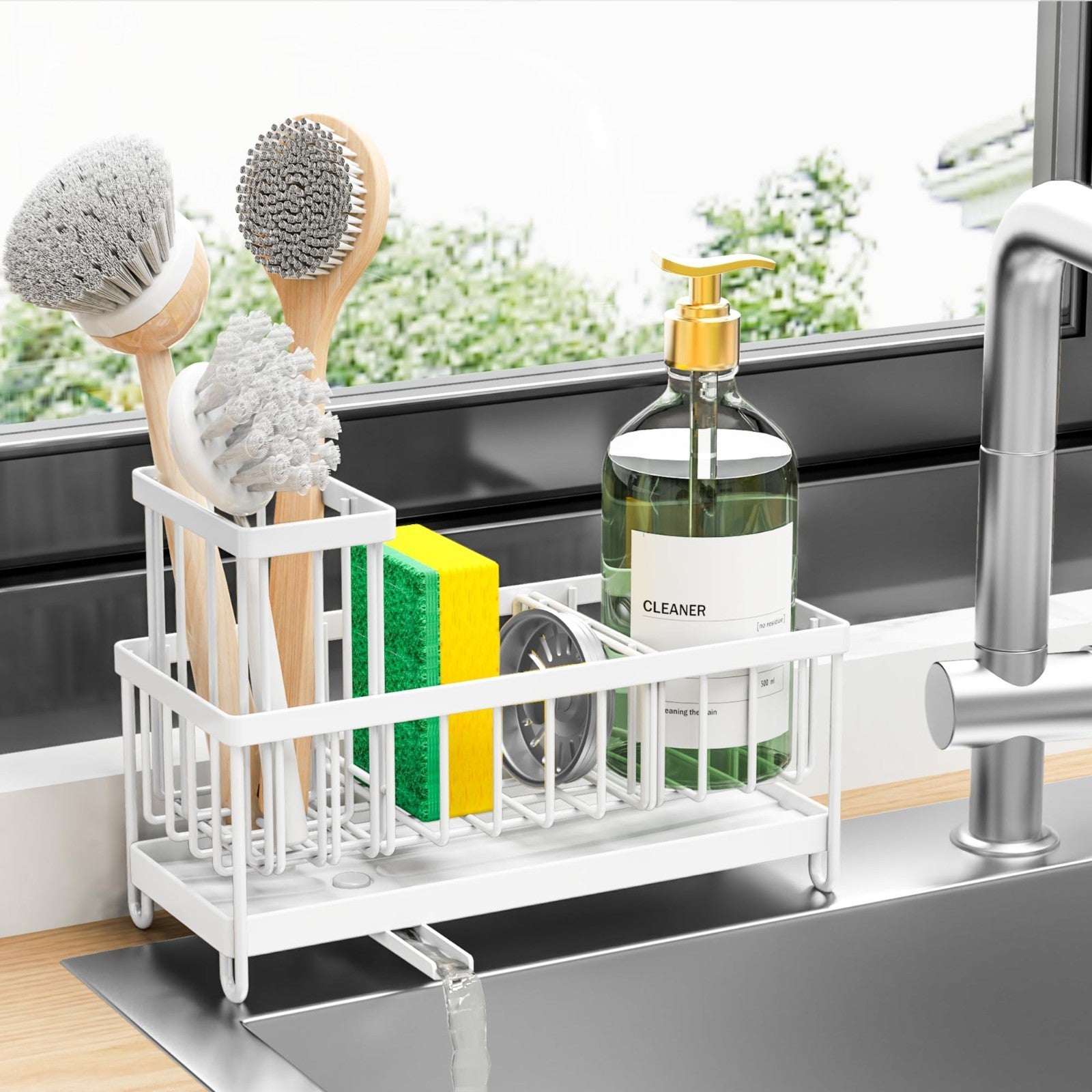 Kitchen Sink Sponge Holder Caddy Organizer, Rustproof Stainless Steel, Counterto1