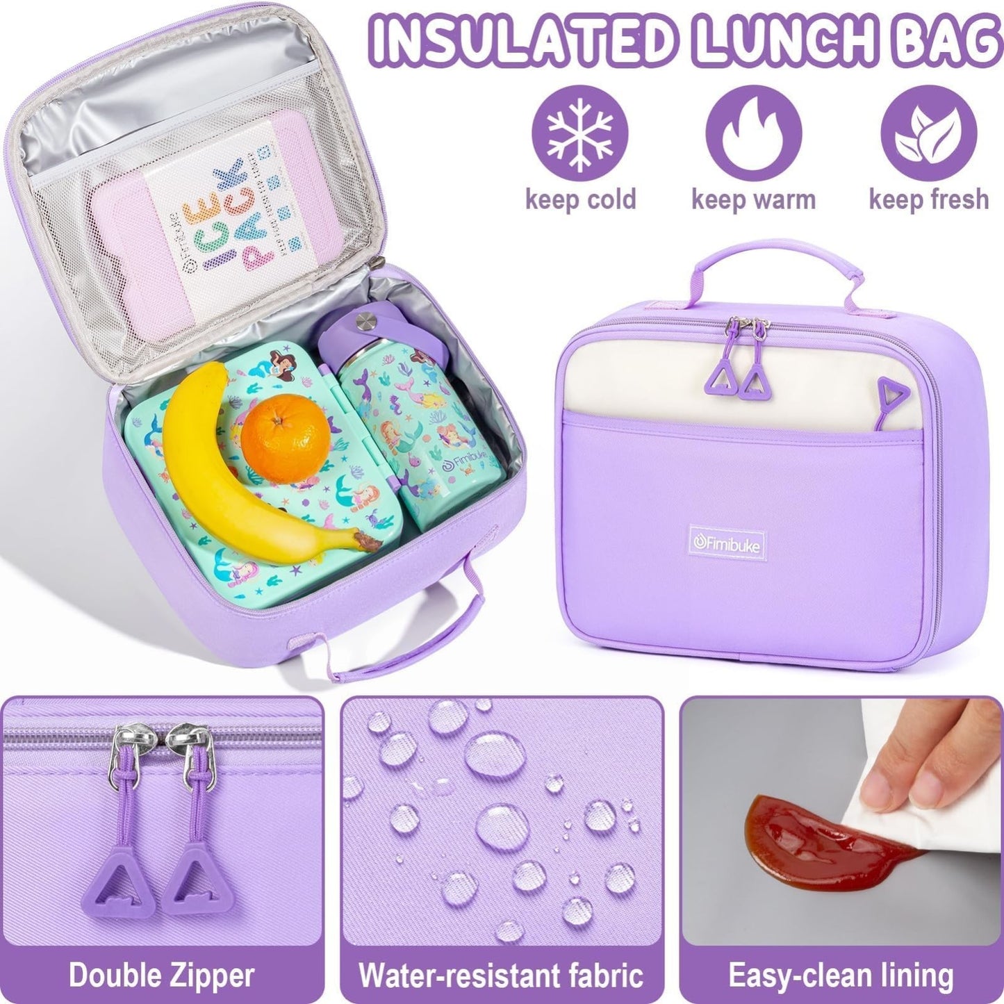 Waterproof School Backpack for Girls with Lunch Box & Pencil Case   Stylish & Du3