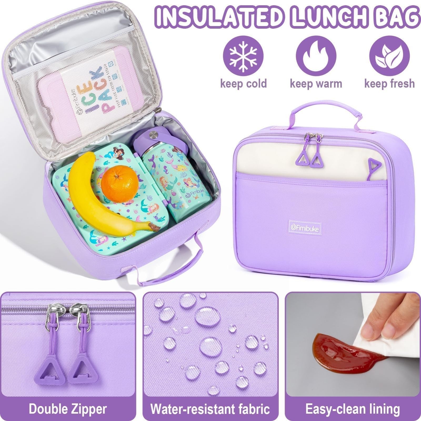 Waterproof School Backpack for Girls with Lunch Box & Pencil Case   Stylish & Du3