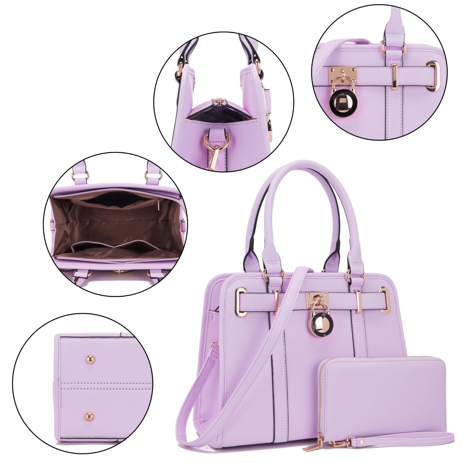 Stylish Structured Satchel Tote Handbag Set for Women with RFID Wallet - Chic &5