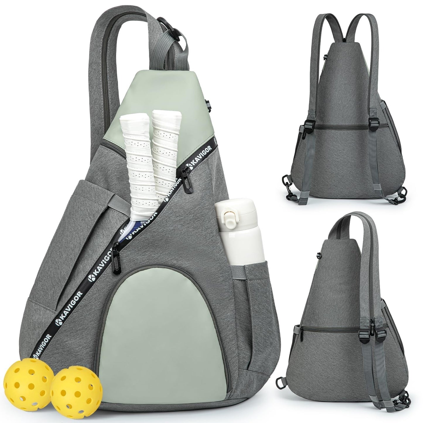 Lightweight Pickleball Sling Bag with 7 Pockets, Water-Resistant & Detachable St1