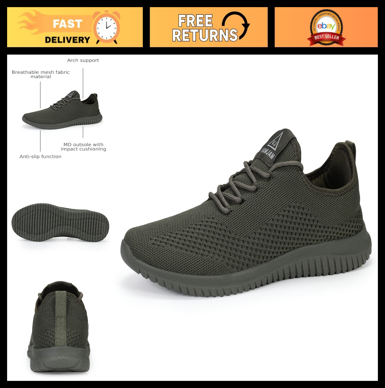 Lightweight Breathable Men's Running Shoes - Non-Slip Athletic Sneakers for Spor0