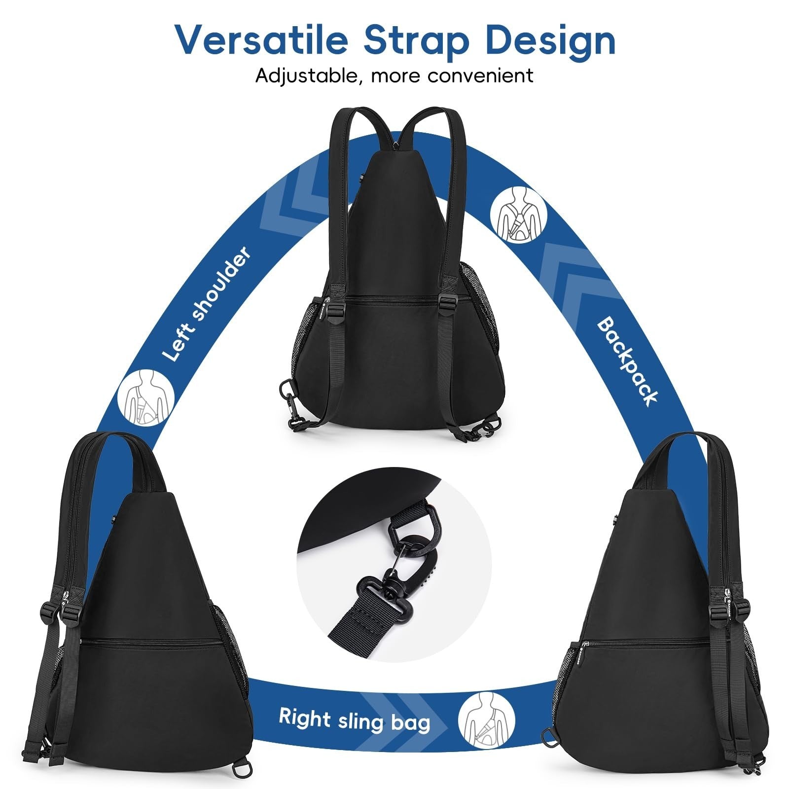 Ultra-Light Pickleball Sling Bag, Convertible Backpack with Wet/Dry Pocket, Fits3