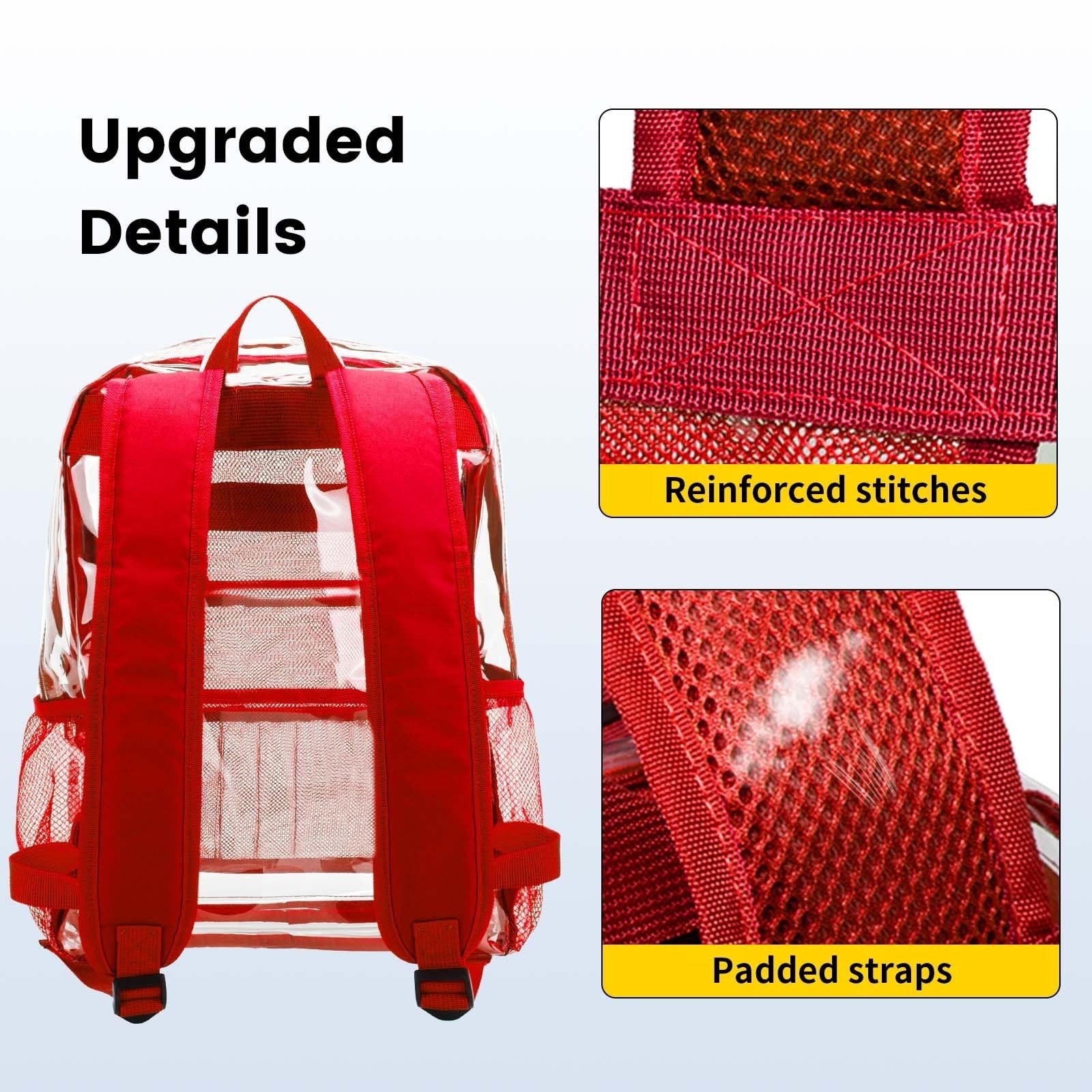Clear PVC Backpack, Heavy Duty Transparent Bag with Reinforced Straps, Large Cap4