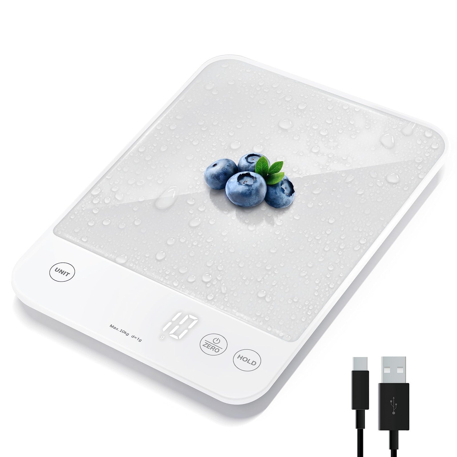 22lb Digital Kitchen Scale   USB Rechargeable, Waterproof, 1g Precision, Tare, G1
