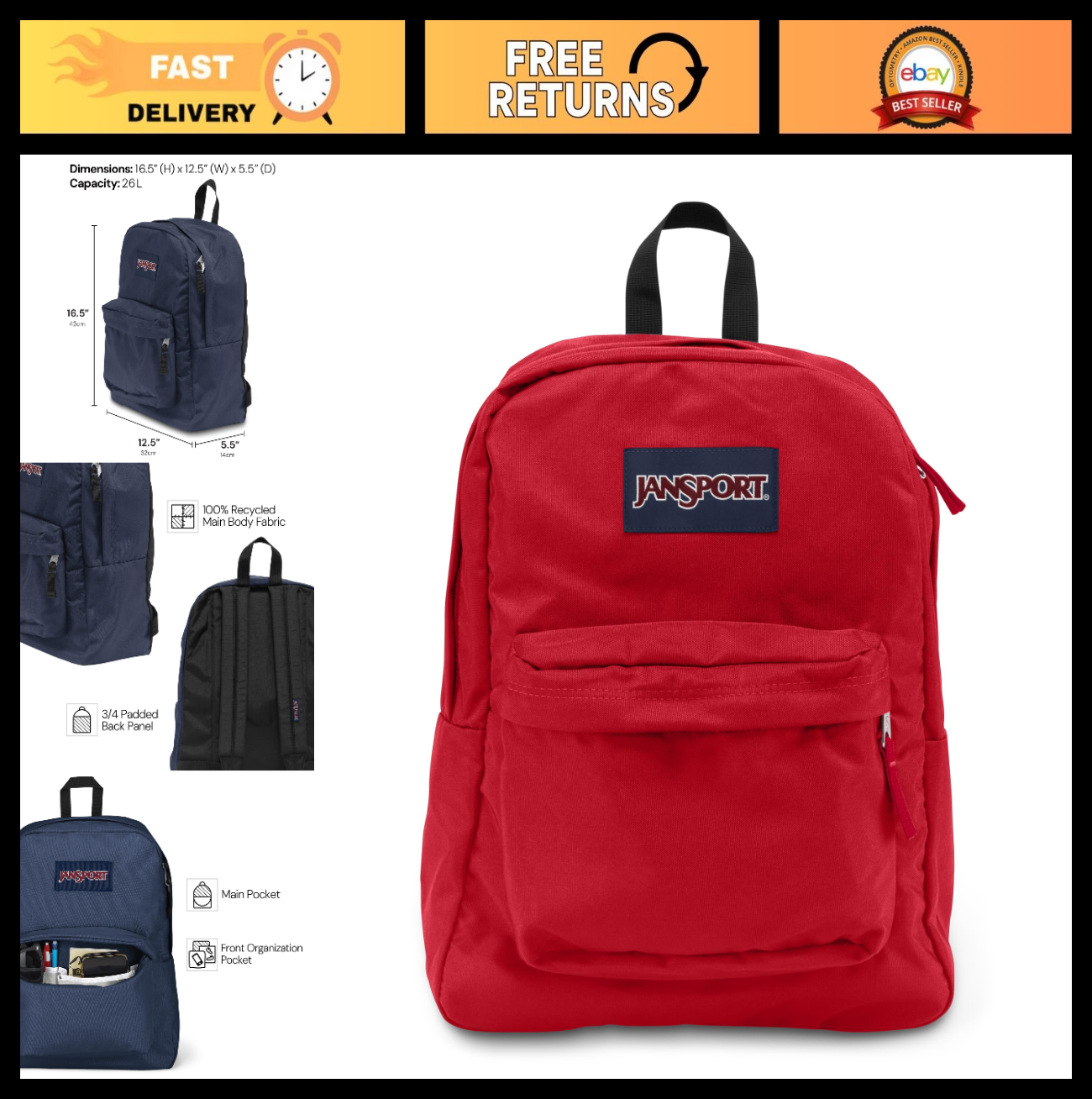 Durable Lightweight Backpack   1 Main Compartment, Front Utility Pocket, Organiz0