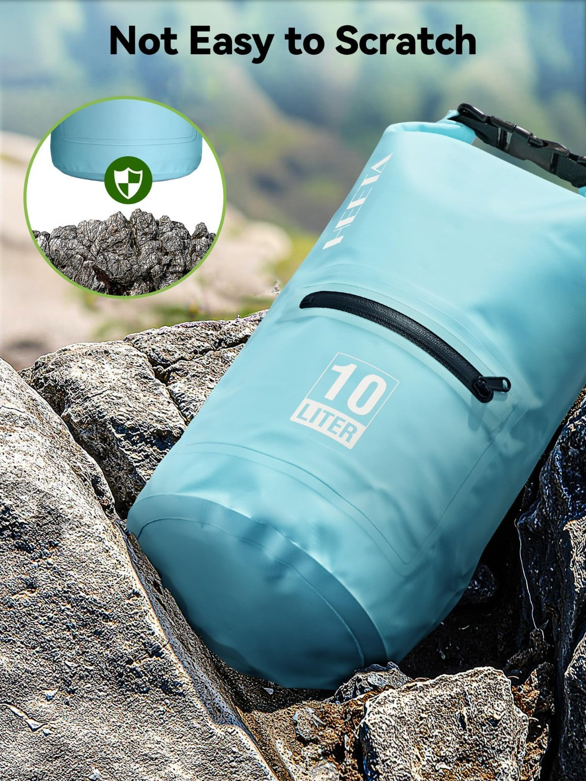 Waterproof Dry Bag with Zipper Pocket - Lightweight Roll Top Storage for Travel,5