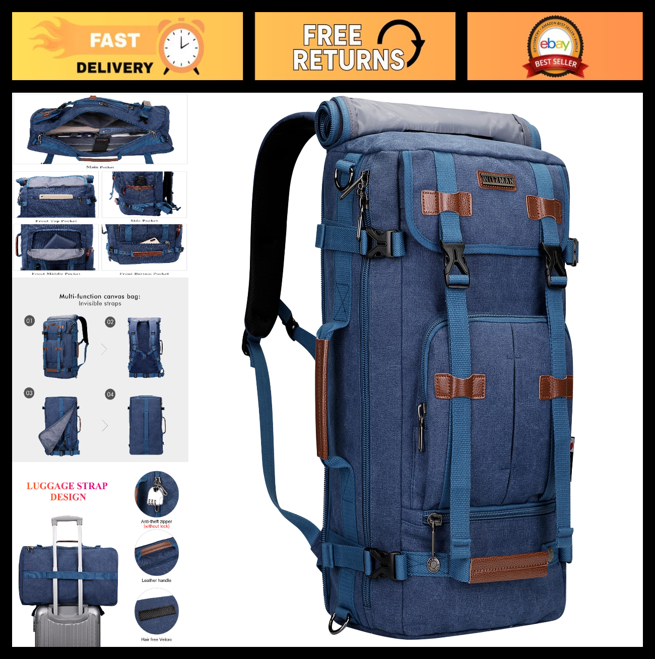 Vintage Canvas Travel Backpack for Men, Stylish Laptop Bag, Durable & Spacious0