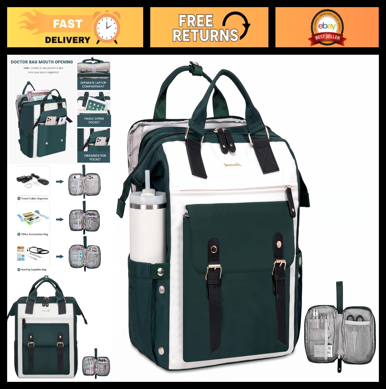 Spacious Water Resistant Laptop Backpack for 17.3" Laptops, Anti Theft Travel Ba0